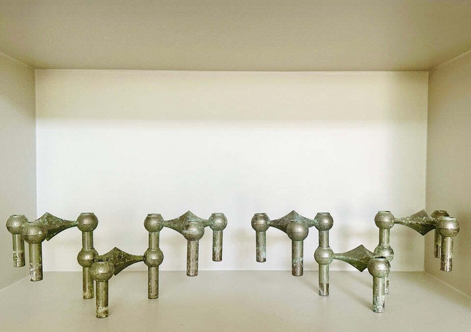 1960s German Brutalist Bmf Nagel Stackable Tarnished & Oxidised Chrome Candle Holders By Fritz Nagel And Ceasar Stoffi photo vinterior
