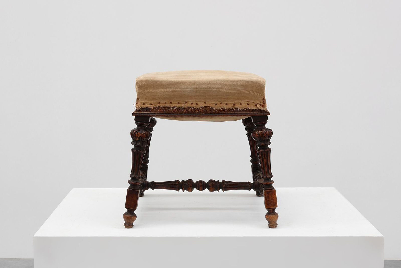 19th Century Louis XV Baroque Oak Stool, France photo for sale