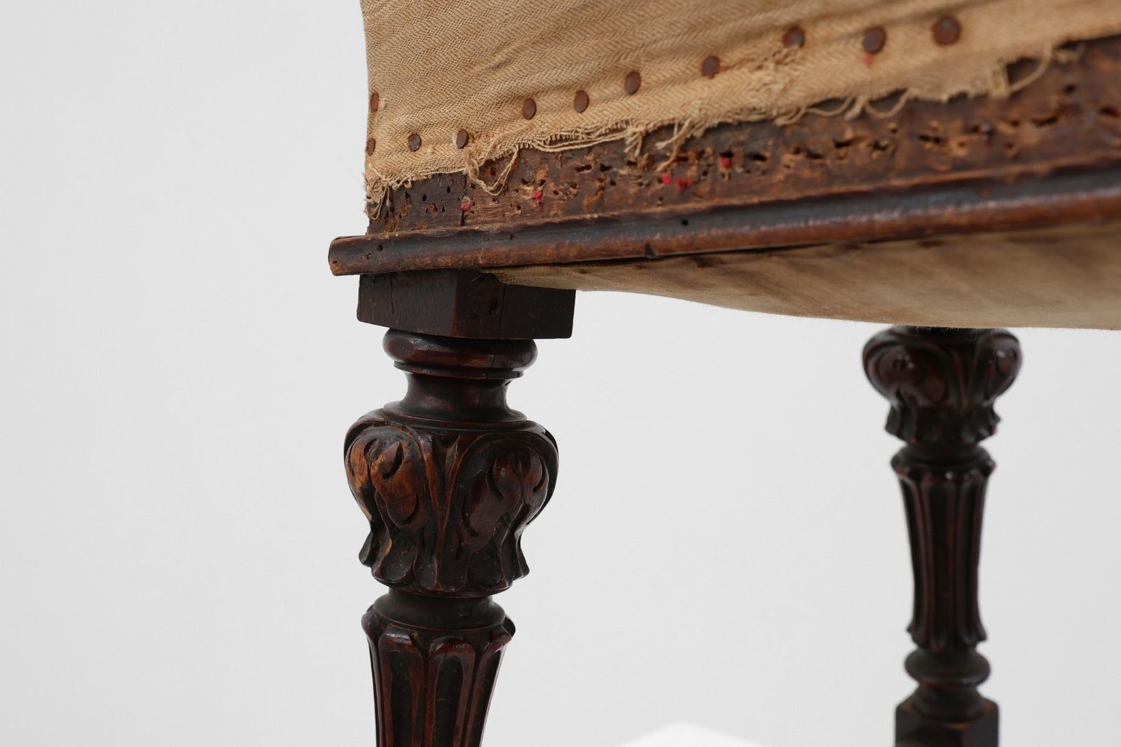 Furniture 19th Century Louis XV Baroque Oak Stool, France photo