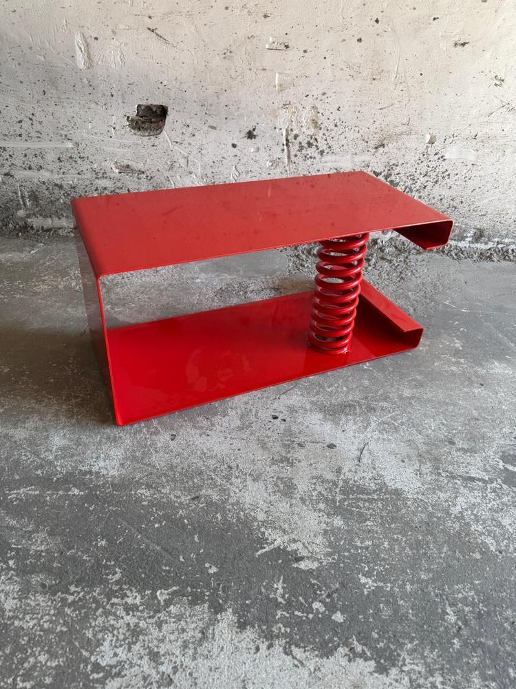 Coffee Table In Red Painted Steel photo vintage
