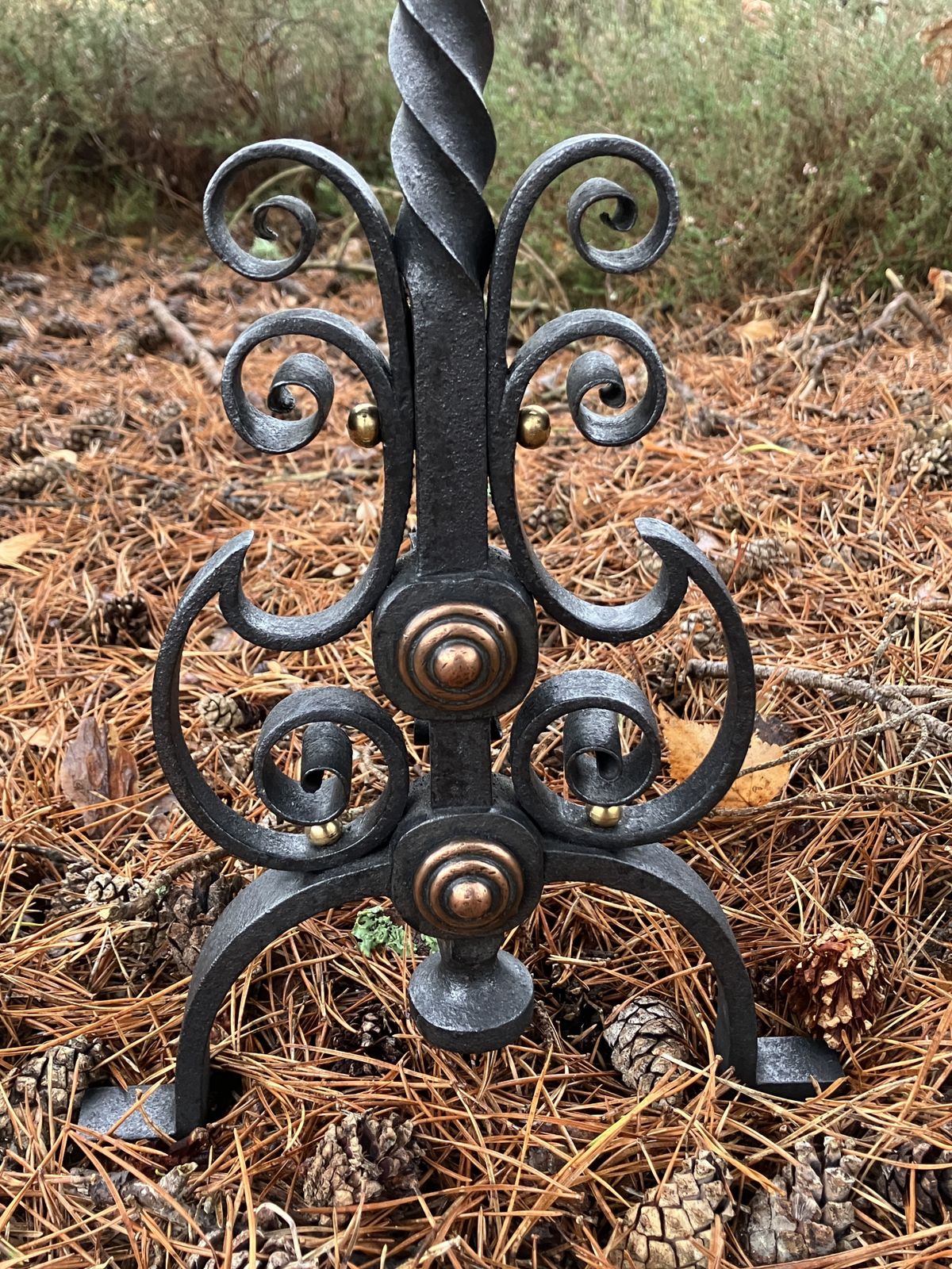 Pair Of Hand Forged Antique Fire Dogs (Andirons), Circa 1900 photo vinterior