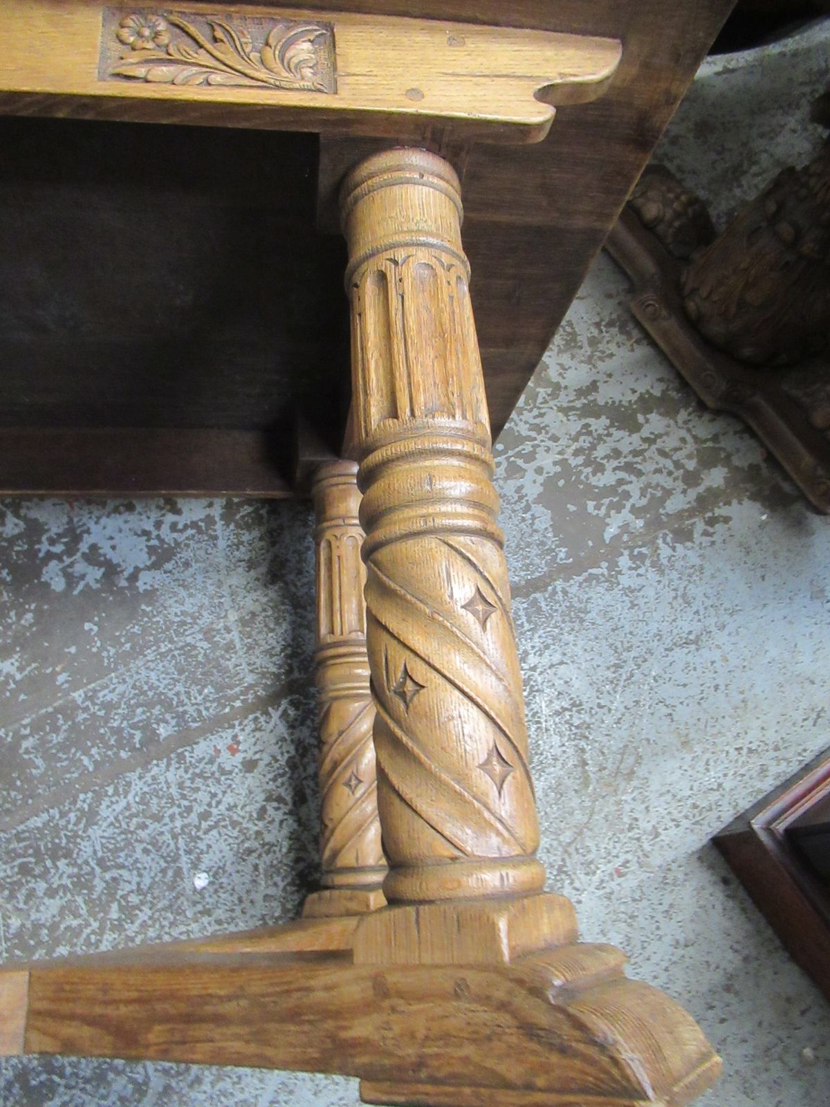 Large Light Oak 1920  Refectory    Dining Table . photo for sale