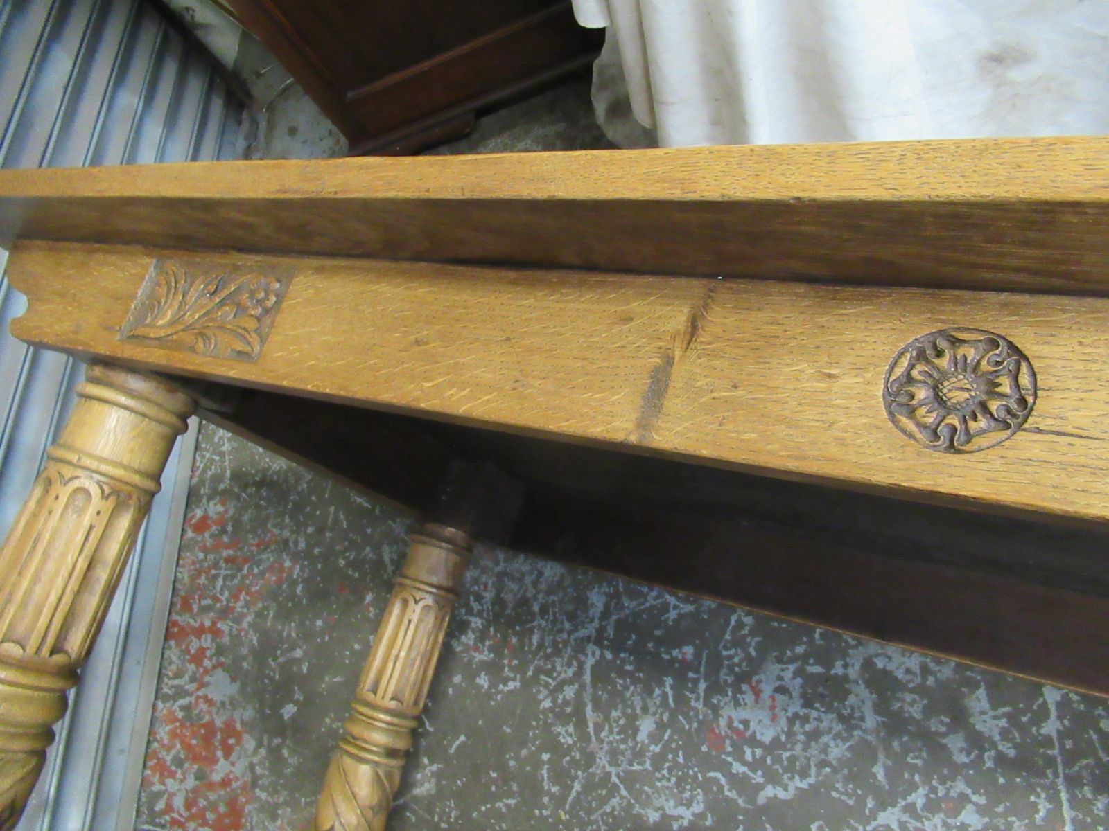 Large Light Oak 1920  Refectory    Dining Table . photo Furniture
