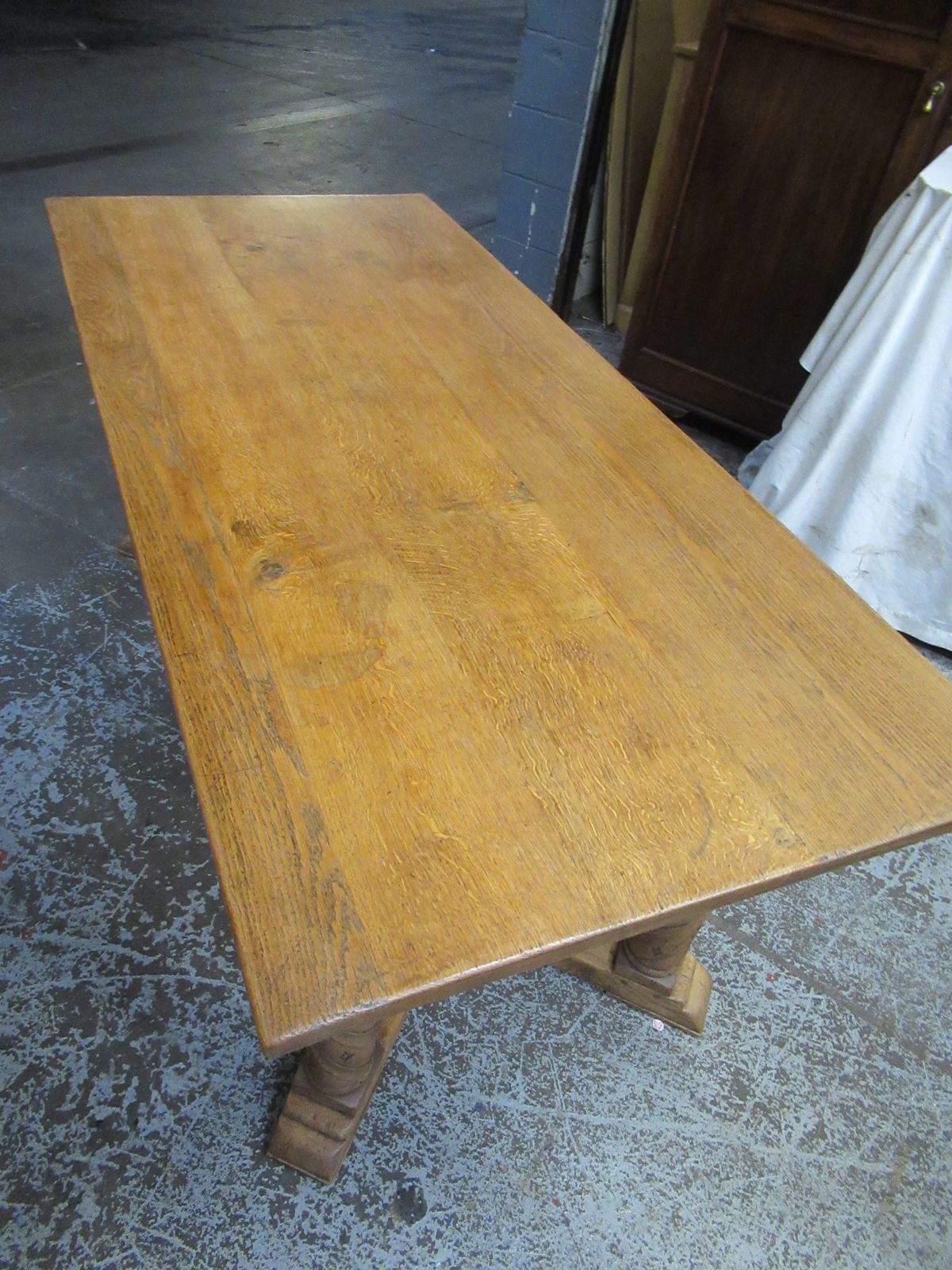 photo furniture Large Light Oak 1920  Refectory    Dining Table .