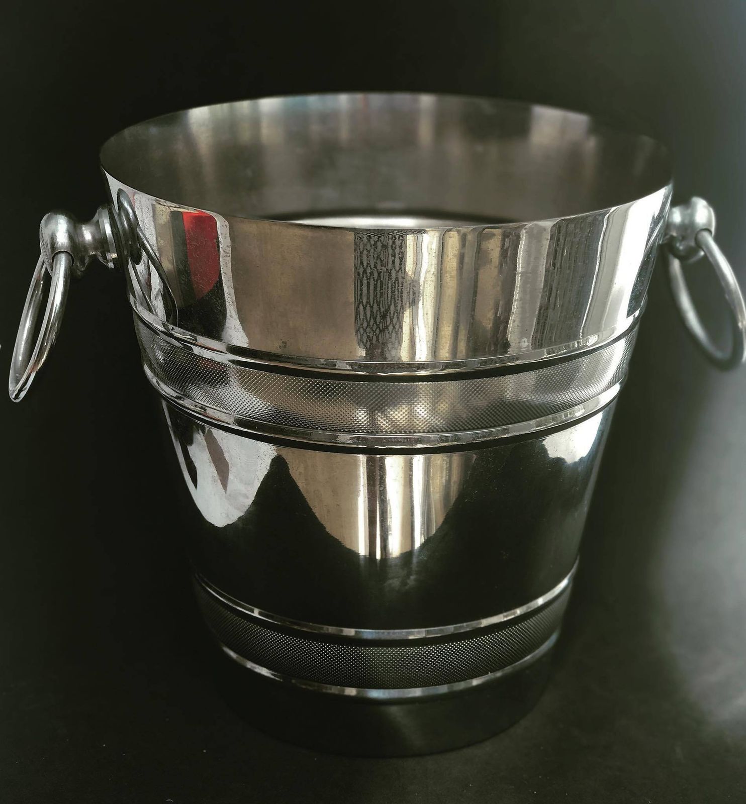 French Mid Century Stainless Steel Champagne Bucket: Bar Cart Styling photo for sale