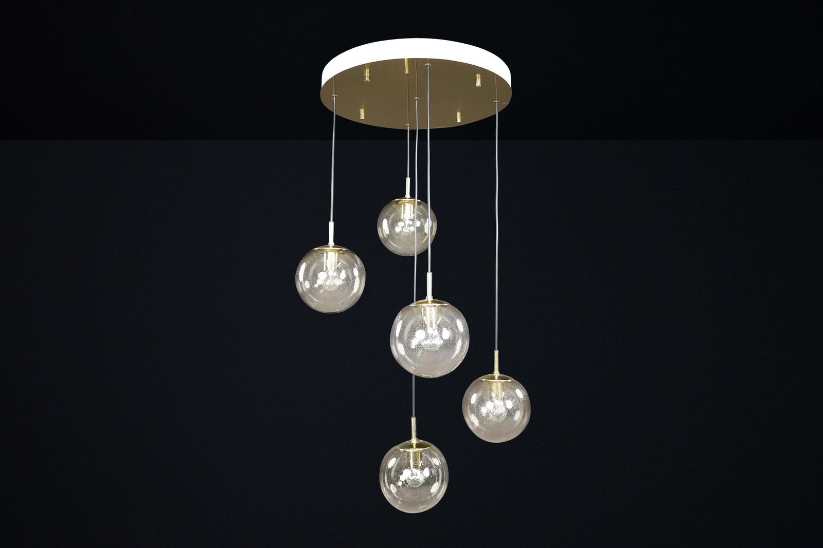 Mid Century Cascade With Five Smoked Hand Blown Globes By Glashütte Limburg 1970 photo furniture