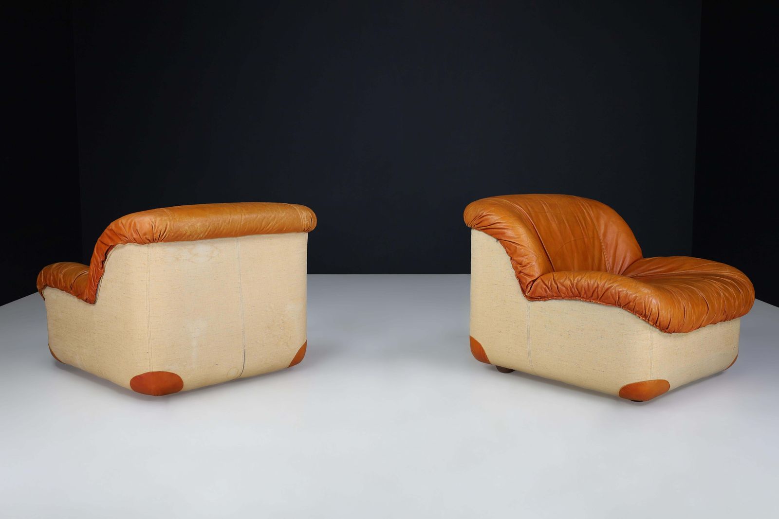 Mid Century Modern Lounge Chairs By Guido Faleschini In Patinated Cognac Leather photo Furniture