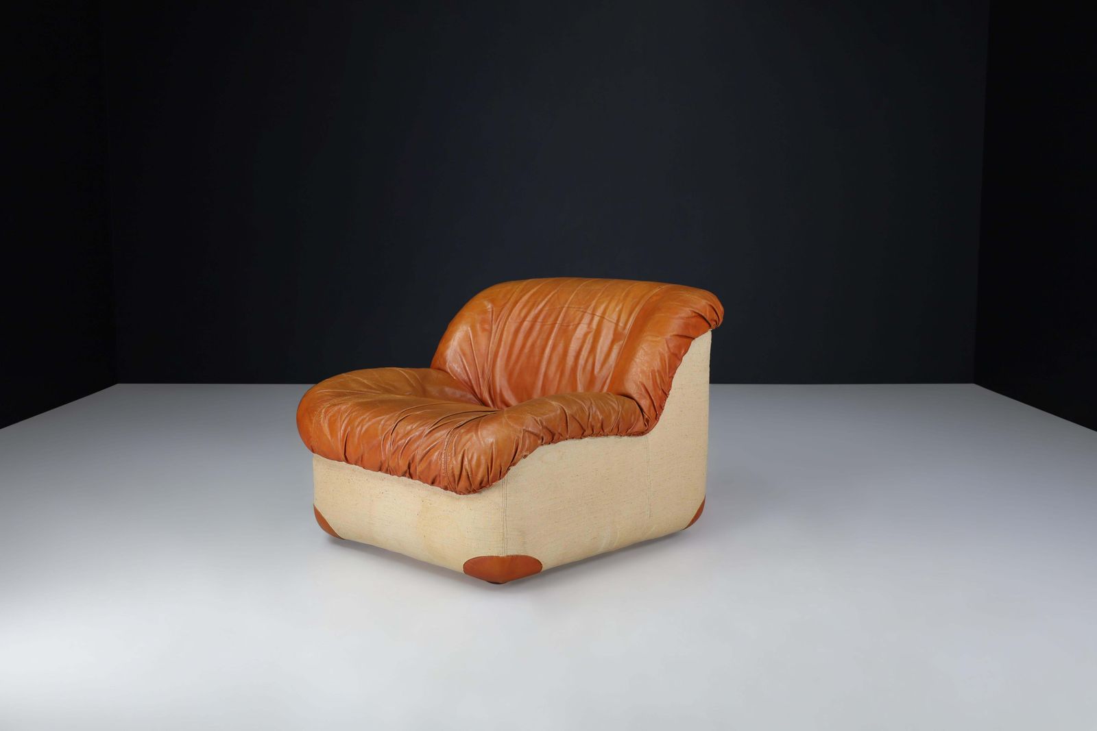 photo furniture Mid Century Modern Lounge Chairs By Guido Faleschini In Patinated Cognac Leather