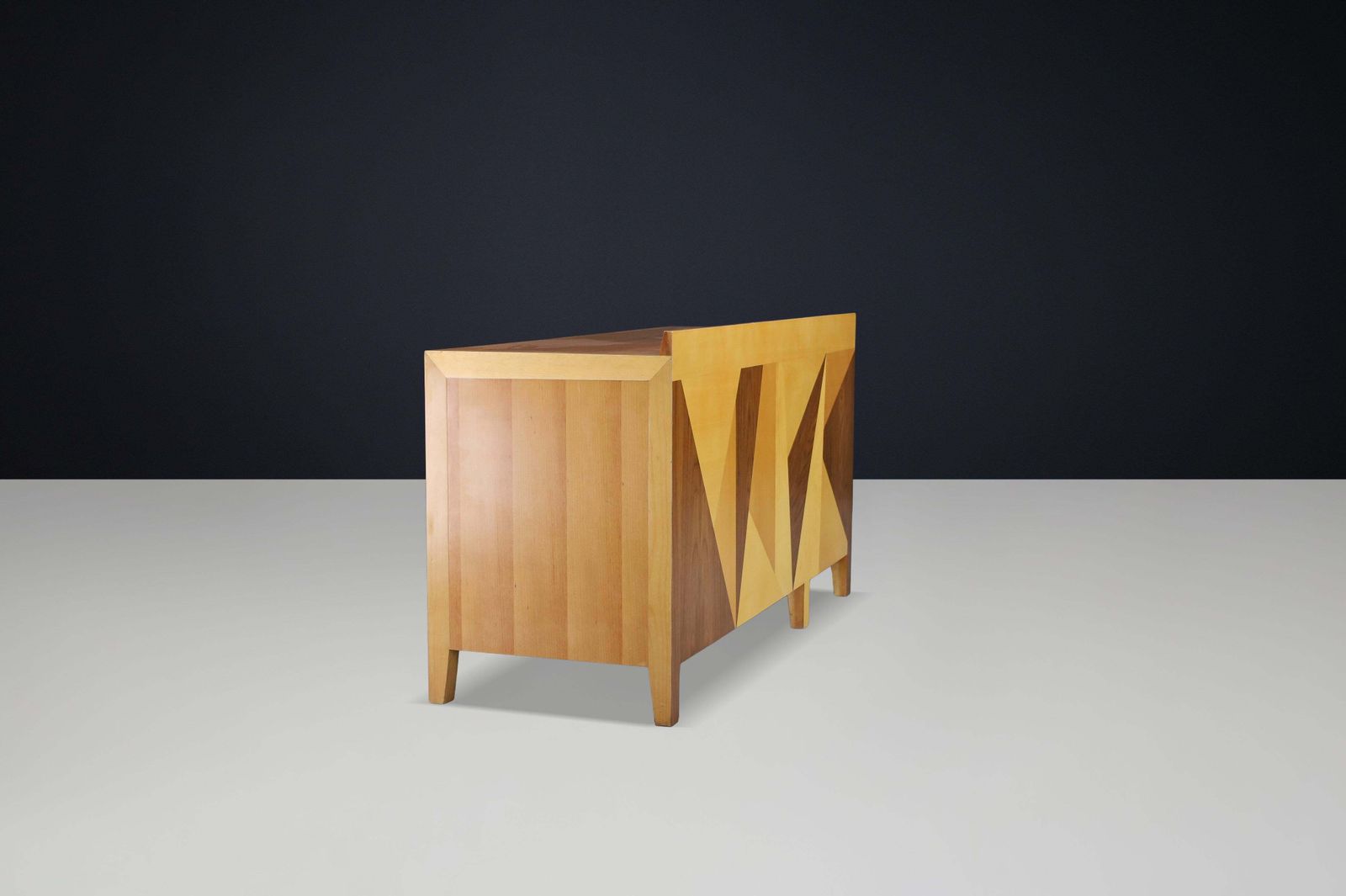 Giovanni Michelucci Geometric Inlaid Wood Desk, Italy, 1970s photo for sale