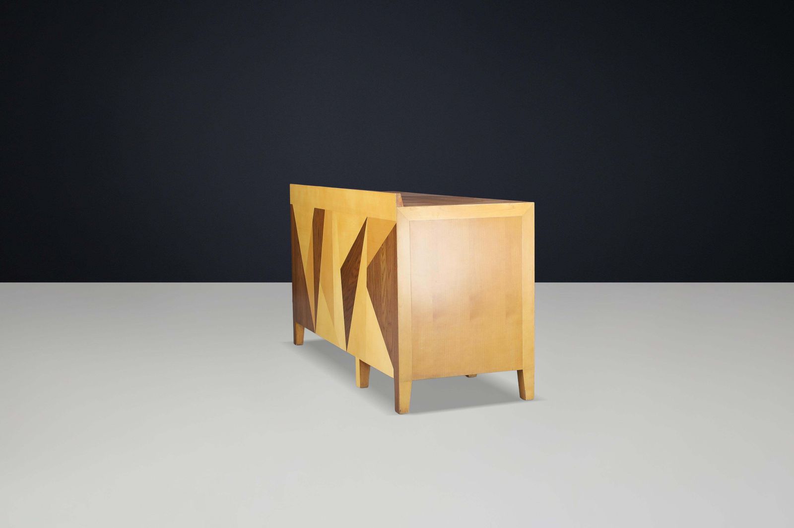 Furniture Giovanni Michelucci Geometric Inlaid Wood Desk, Italy, 1970s photo