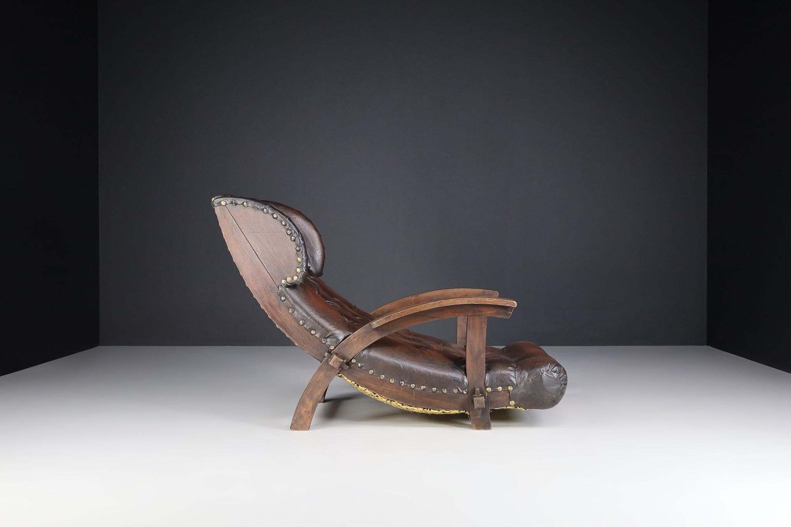 Austrian Xl Lounge Chair Dating From The 1950s With Original Patinated Leather photo buy
