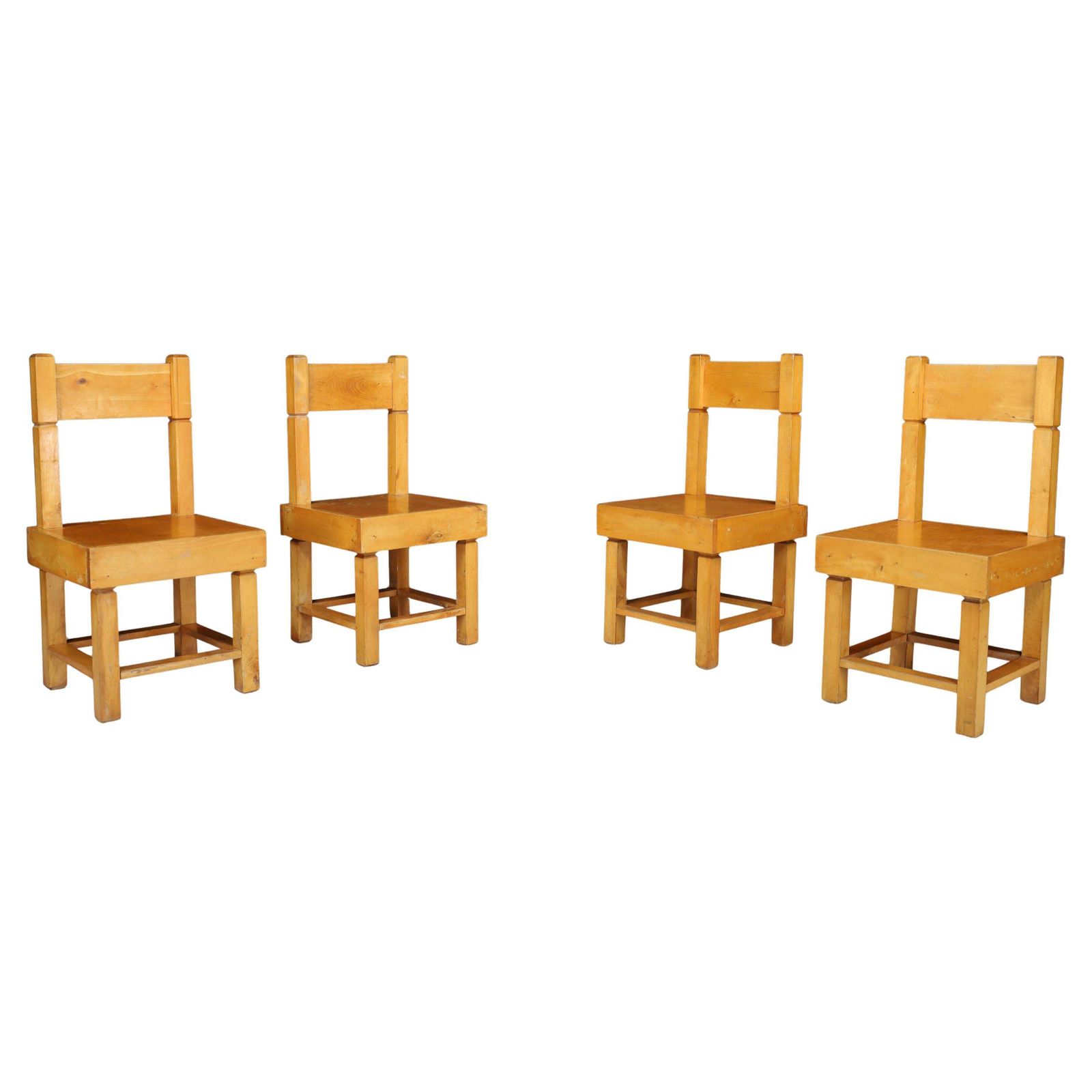 Set Of Four Mid Century Beechwood Chairs, France, 1950s.