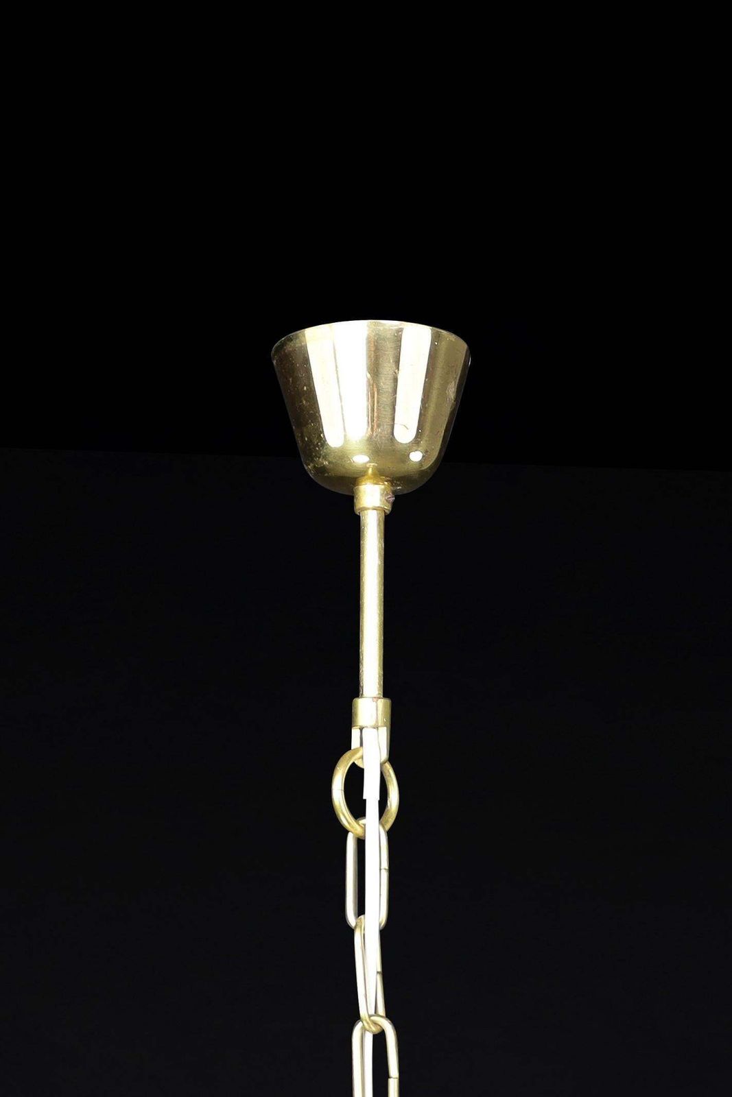 1970s European Mid Century Modern Opaline Glass & Brass Pendant Lights photo vintage