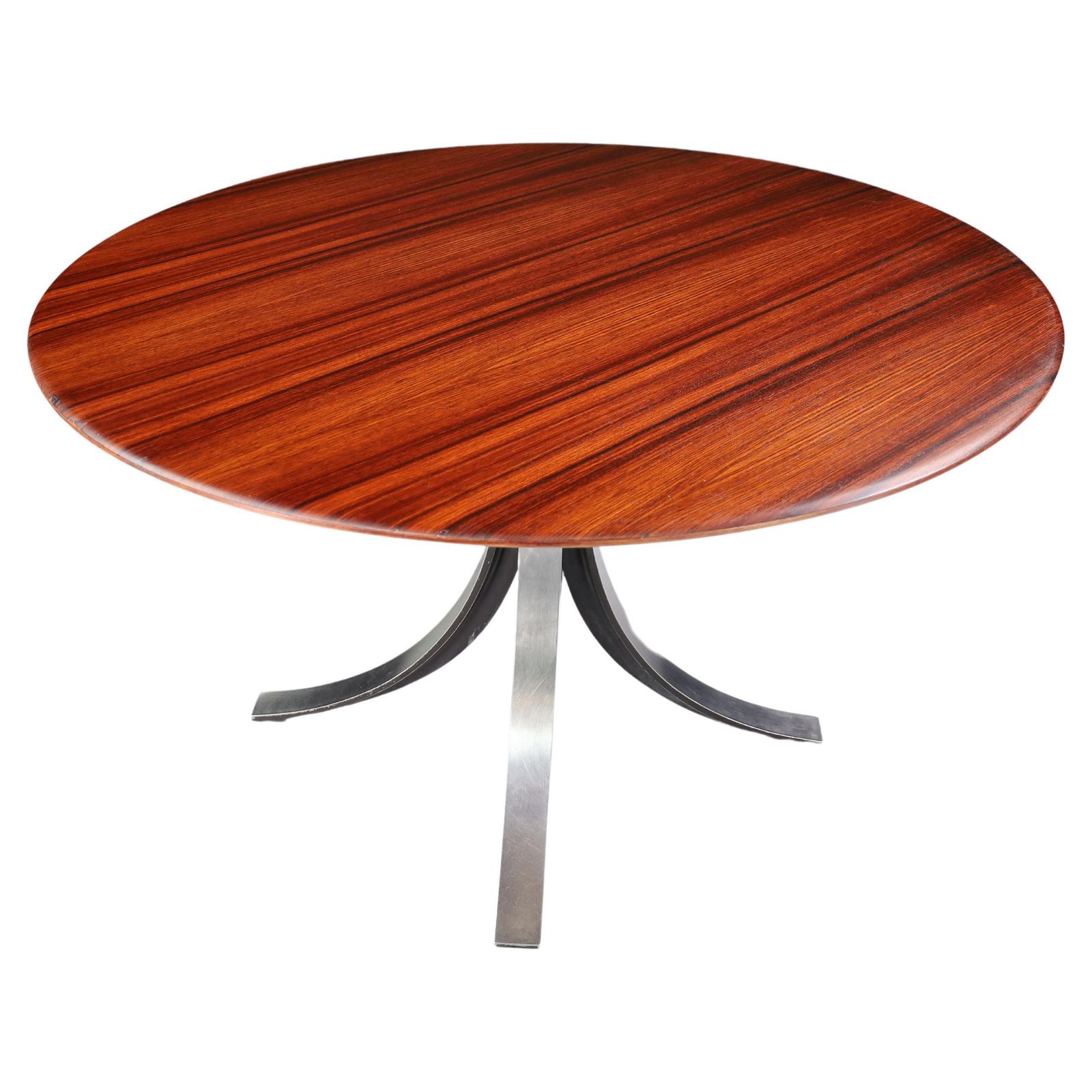 Osvaldo Borsani And Eugenio Gerli For Tecno Round Dining Table In Walnut & Steel