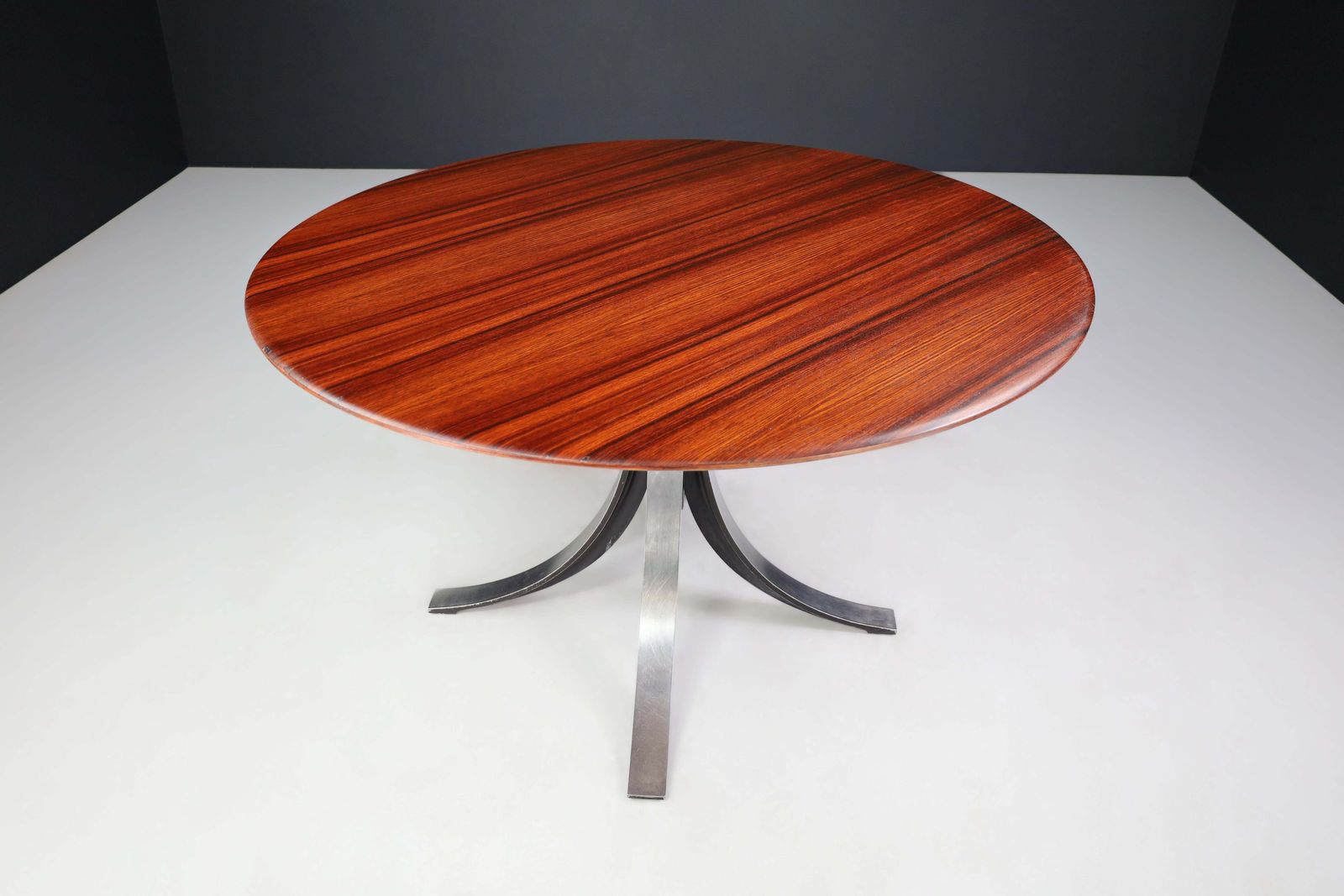 Osvaldo Borsani And Eugenio Gerli For Tecno Round Dining Table In Walnut & Steel photo furniture