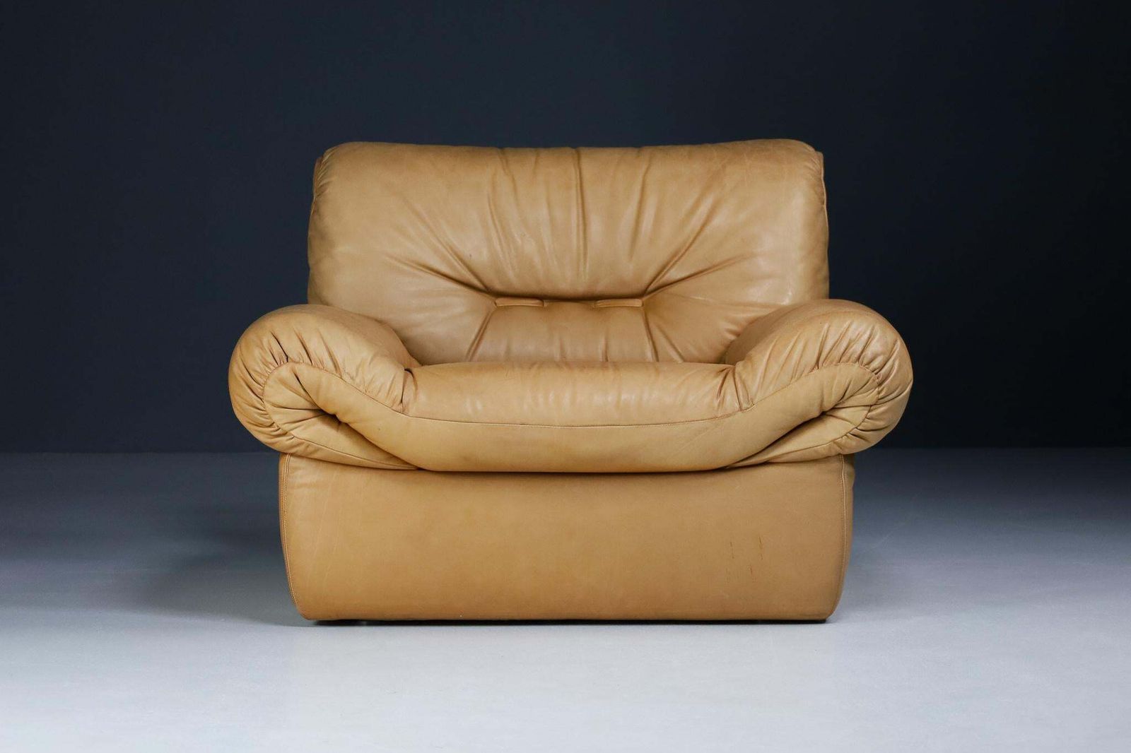 Karl Wittmann Lounge Chair Cognac Brown Leather, By Bruno Egger, Austria, 1971 photo for sale