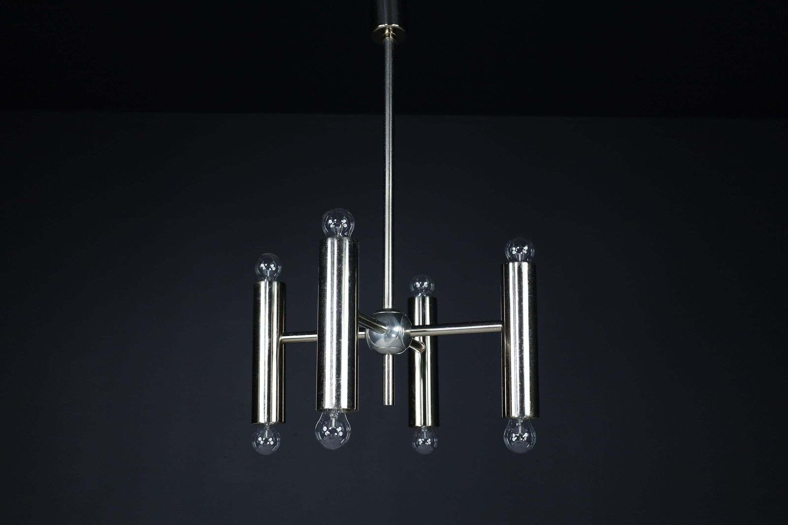 1 Of 6 Minimalistic Design Geometric Chandeliers In Chrome, Germany, 1970s photo vinterior