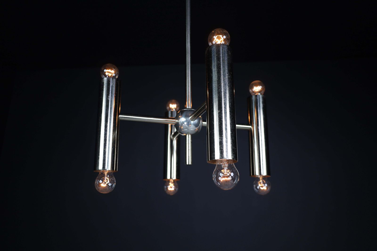 photo vinterior 1 Of 6 Minimalistic Design Geometric Chandeliers In Chrome, Germany, 1970s