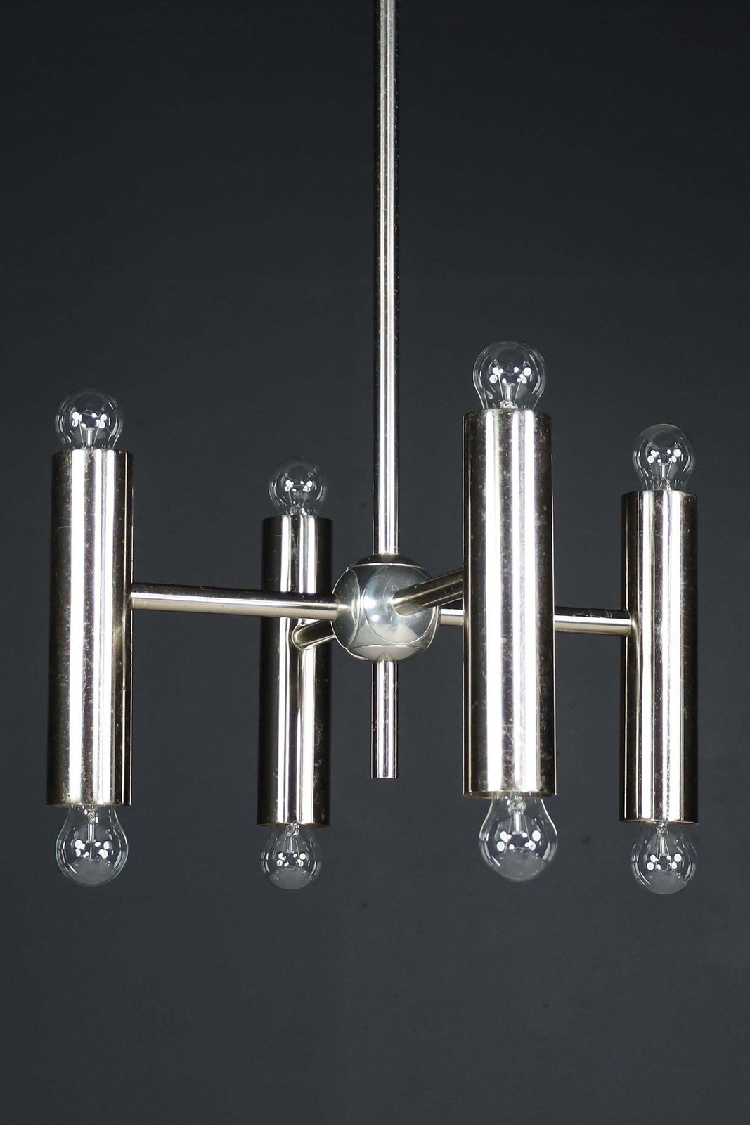 photo buy 1 Of 6 Minimalistic Design Geometric Chandeliers In Chrome, Germany, 1970s