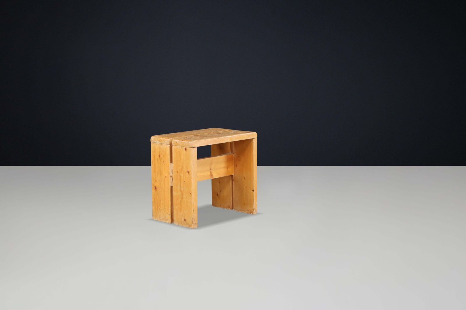 Charlotte Perriand Mid Century Pine Stool, Les Arcs Ski Resort, 1960s photo furniture