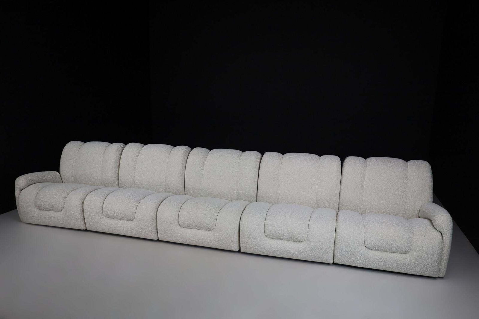 Mid Century Italian Modular Lounge Sofa In New Bouclé, 1970s, Set Of 5 Elements photo Furniture