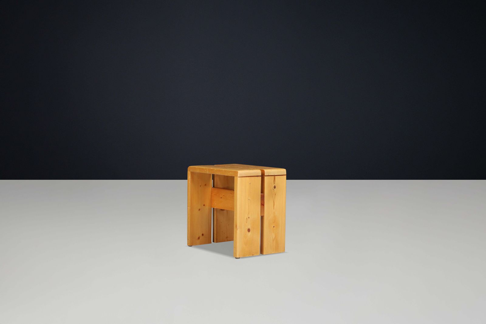 Charlotte Perriand Mid Century Pine Stool, Les Arcs Ski Resort, 1960s photo furniture
