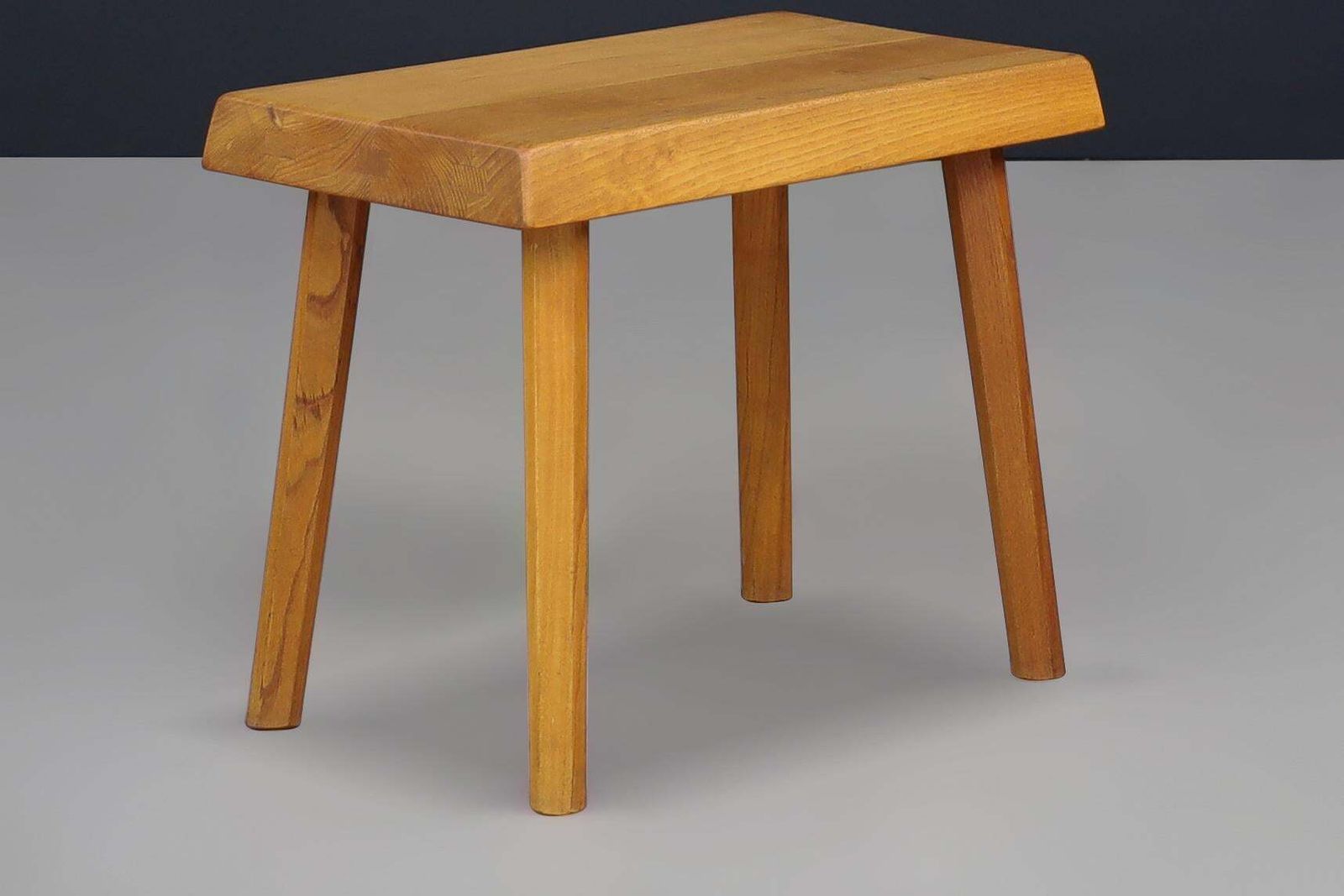 photo furniture Mid Century Pierre Chapo Style Elmwood Four Legged Stool, France 1950s
