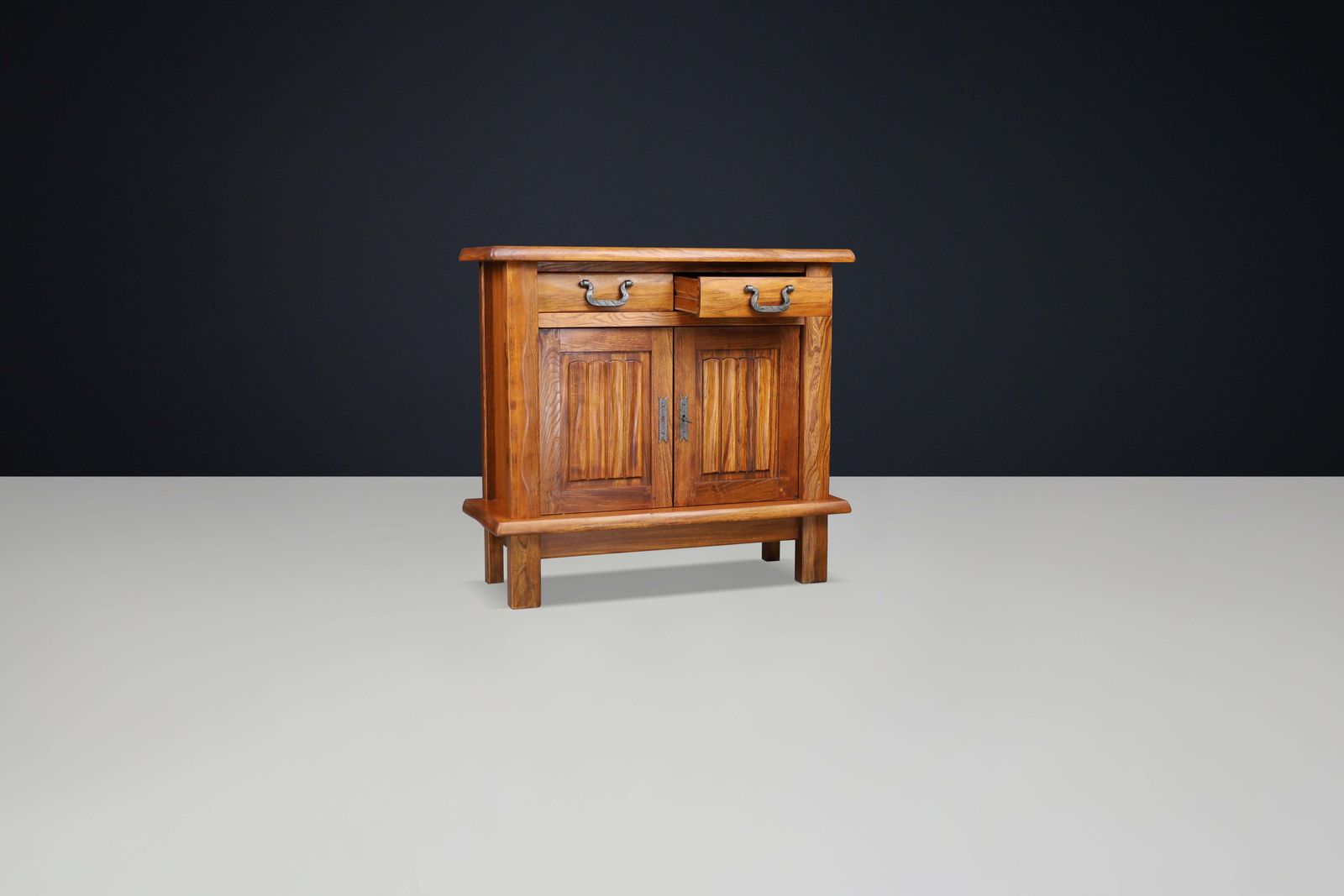 Brutalist Sideboard In Elm By Olavi Hänninen For Mikko Nupponen, Finland, 1958 photo 2701.0