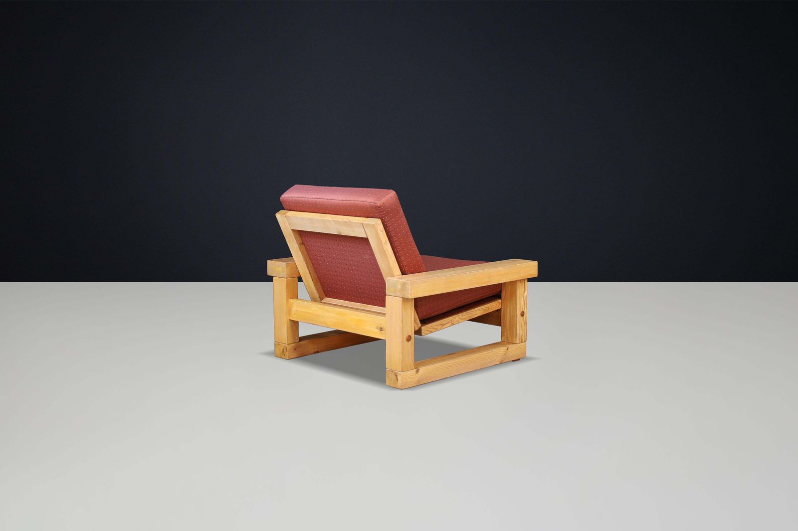Mid Century Modern Solid Pine Lounge Chair, France, 1970s photo Furniture
