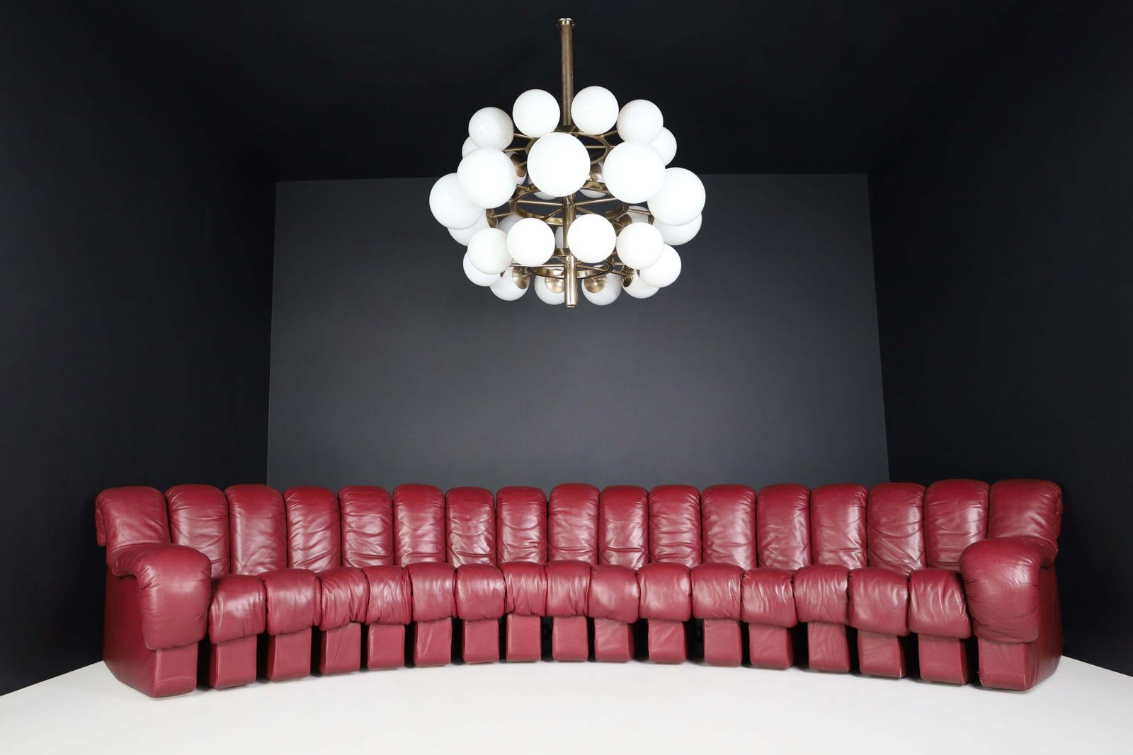 Mid Century Modernist Chandelier With 30 Handblown Opaline Glass Globes photo Lighting