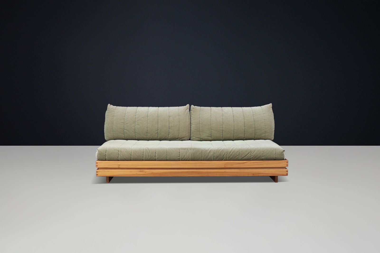 photo vinterior Maison Regain Elm Living Room Set Upholstered In Original Olive Green Fabric