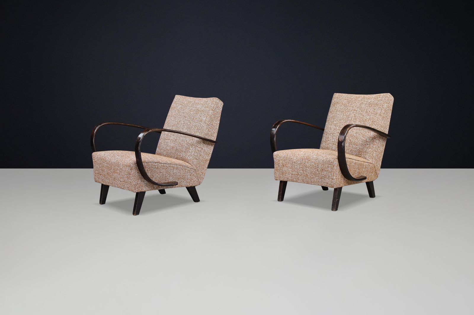 Jindřich Halabala Re Upholstered Bentwood Lounge Chairs, 1940s Czech Republic photo for sale