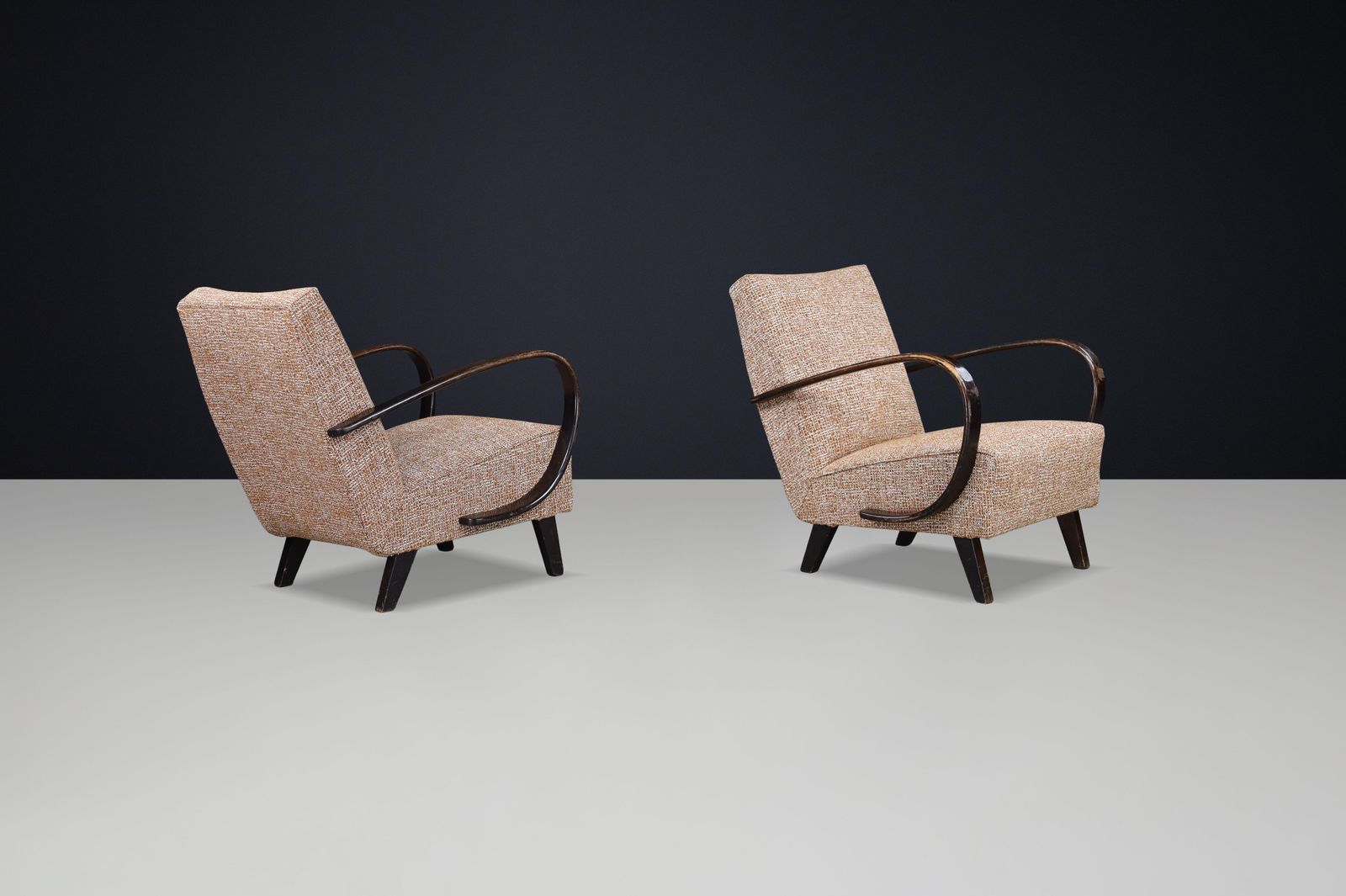 Jindřich Halabala Re Upholstered Bentwood Lounge Chairs, 1940s Czech Republic photo 4666.0