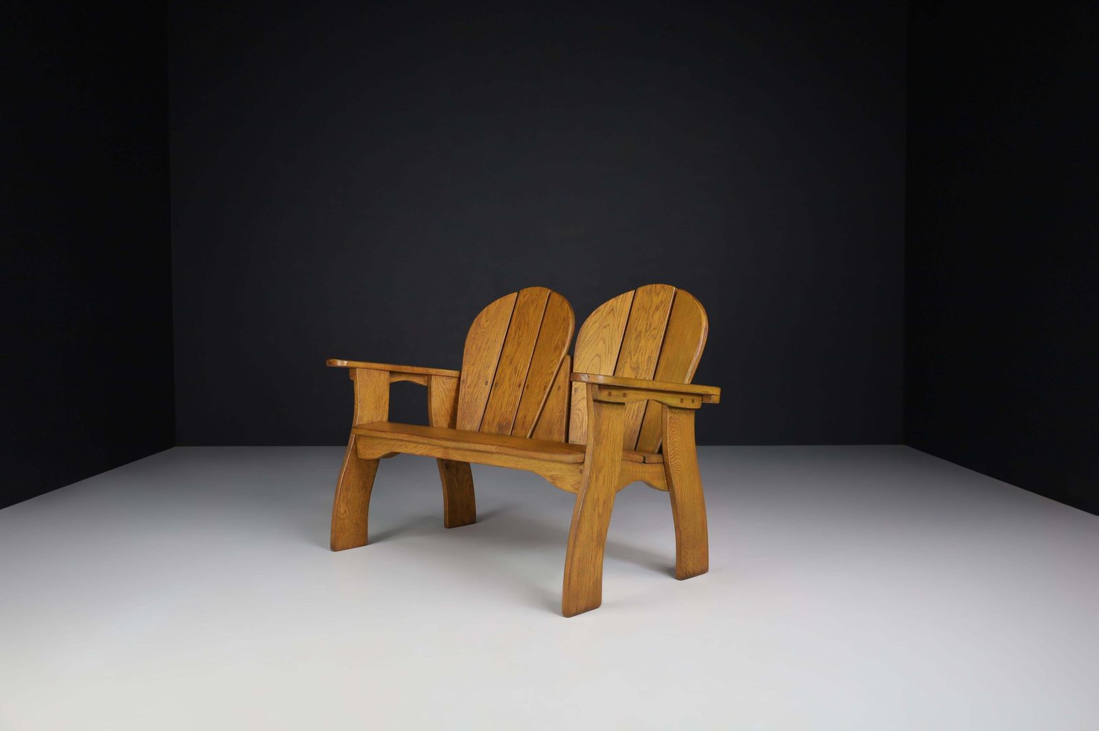 1709.0 Sculptural Bench In Oak, France, 1960s photo