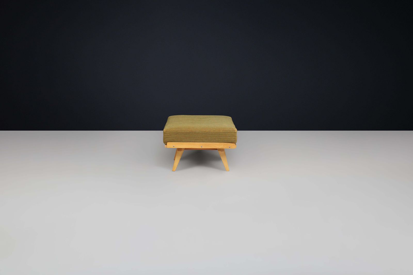 František Jirák For Tatra Nábytok Ottoman In Original Green Upholstery, 1960s photo for sale