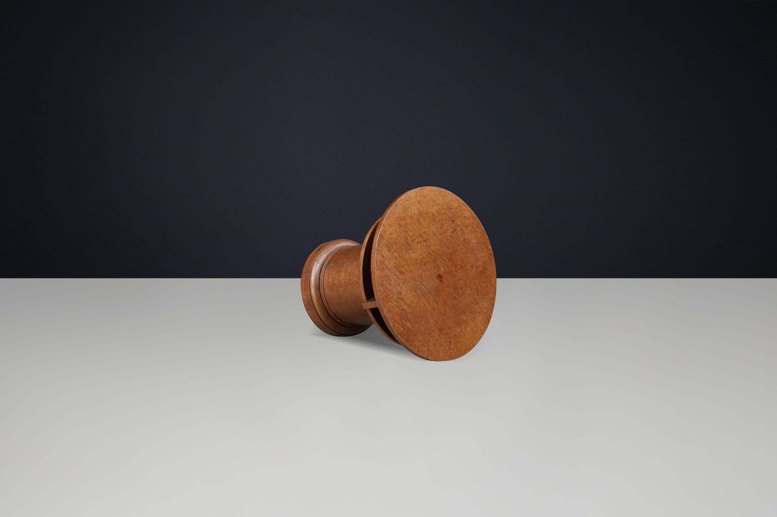 1930s Czechoslovak Art Deco Round Birch Pedestal Table With Storage. photo for sale