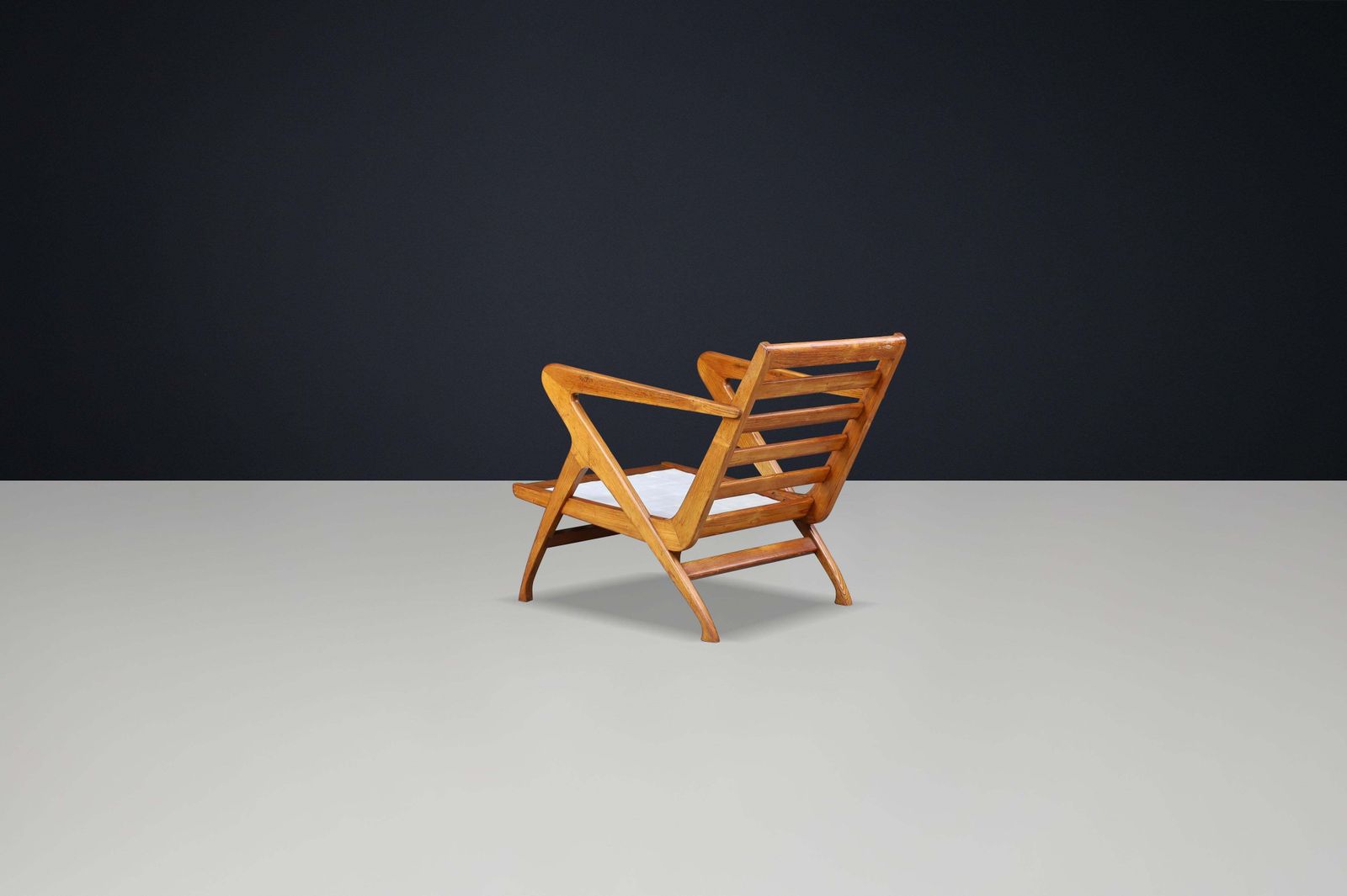 Sculptural Italian Walnut Armchair, 1950s – Mid Century Modern Design Icon photo vintage