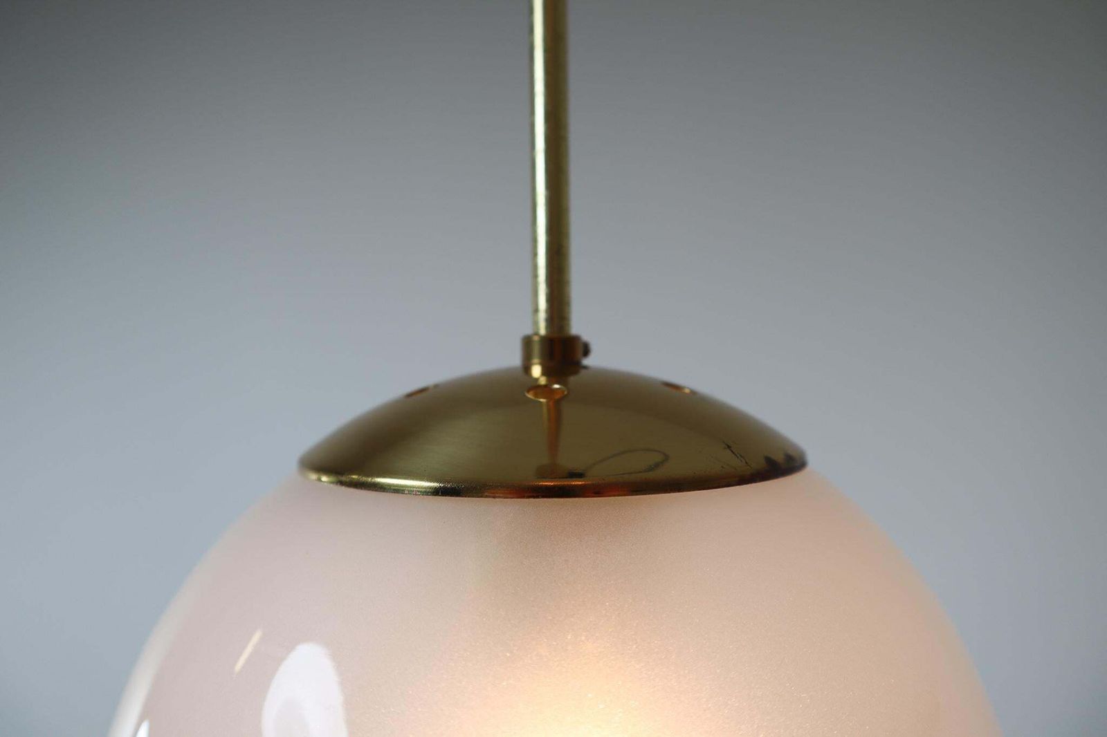 Brass Pendant With A Pearl White Hand Blown Globe By Preciosa Kamenický šenov photo 633.0