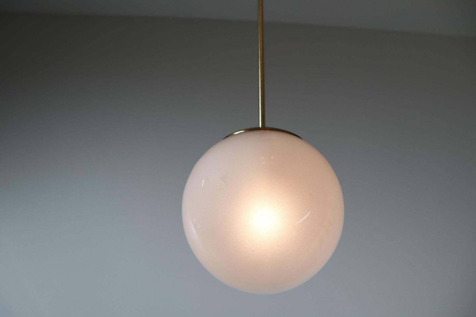 Brass Pendant With A Pearl White Hand Blown Globe By Preciosa Kamenický šenov photo buy