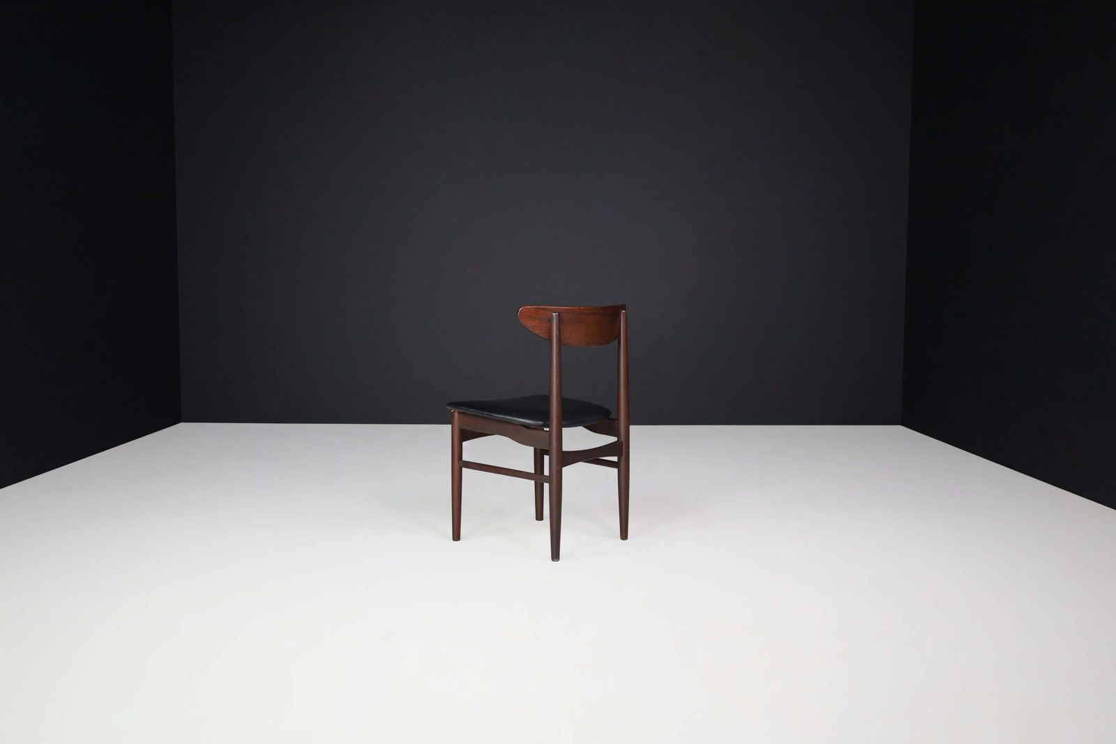Dyrlund Hardwood And Black Leather Dining Chairs, Denmark, 1960s photo vinterior