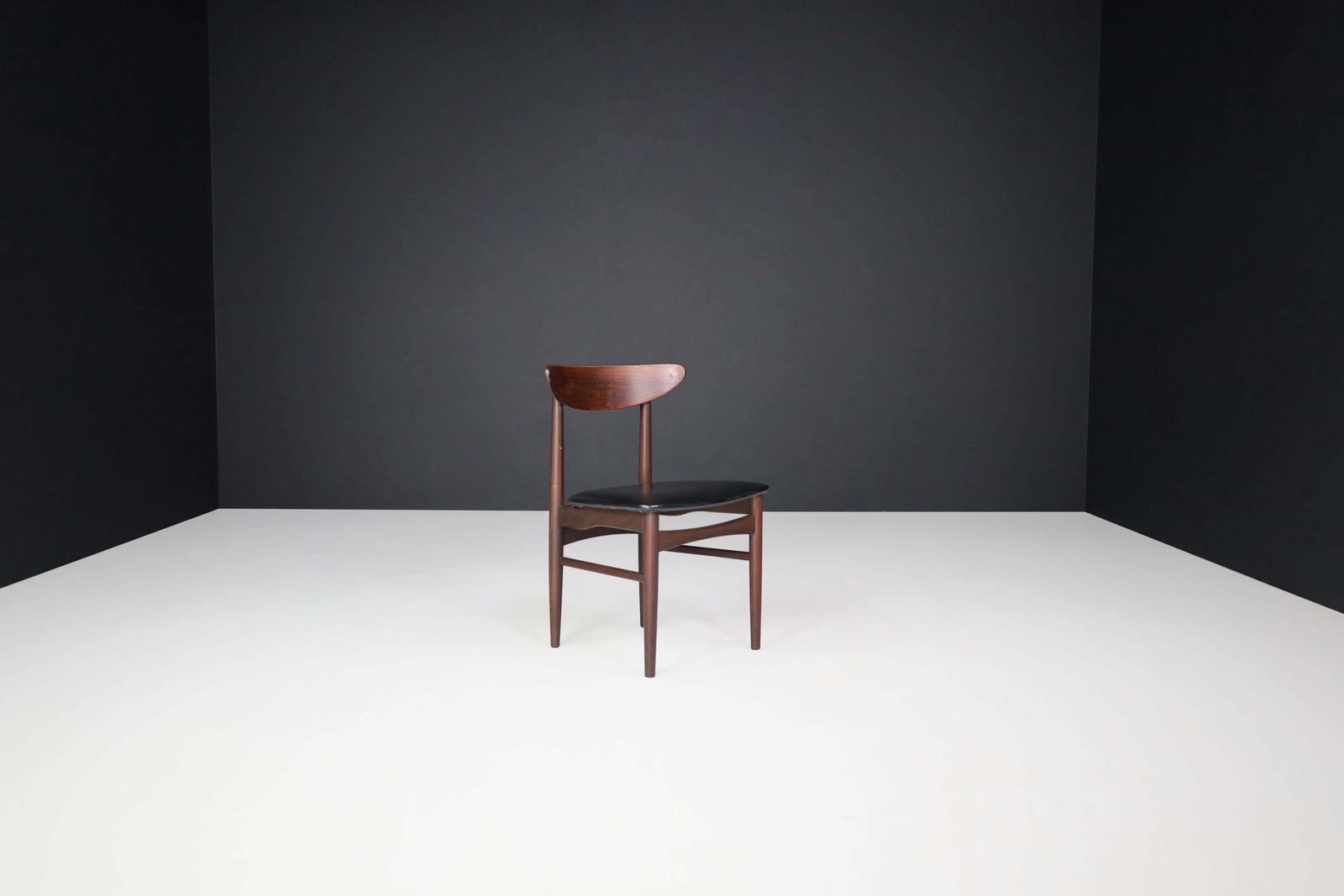 Dyrlund Hardwood And Black Leather Dining Chairs, Denmark, 1960s photo buy
