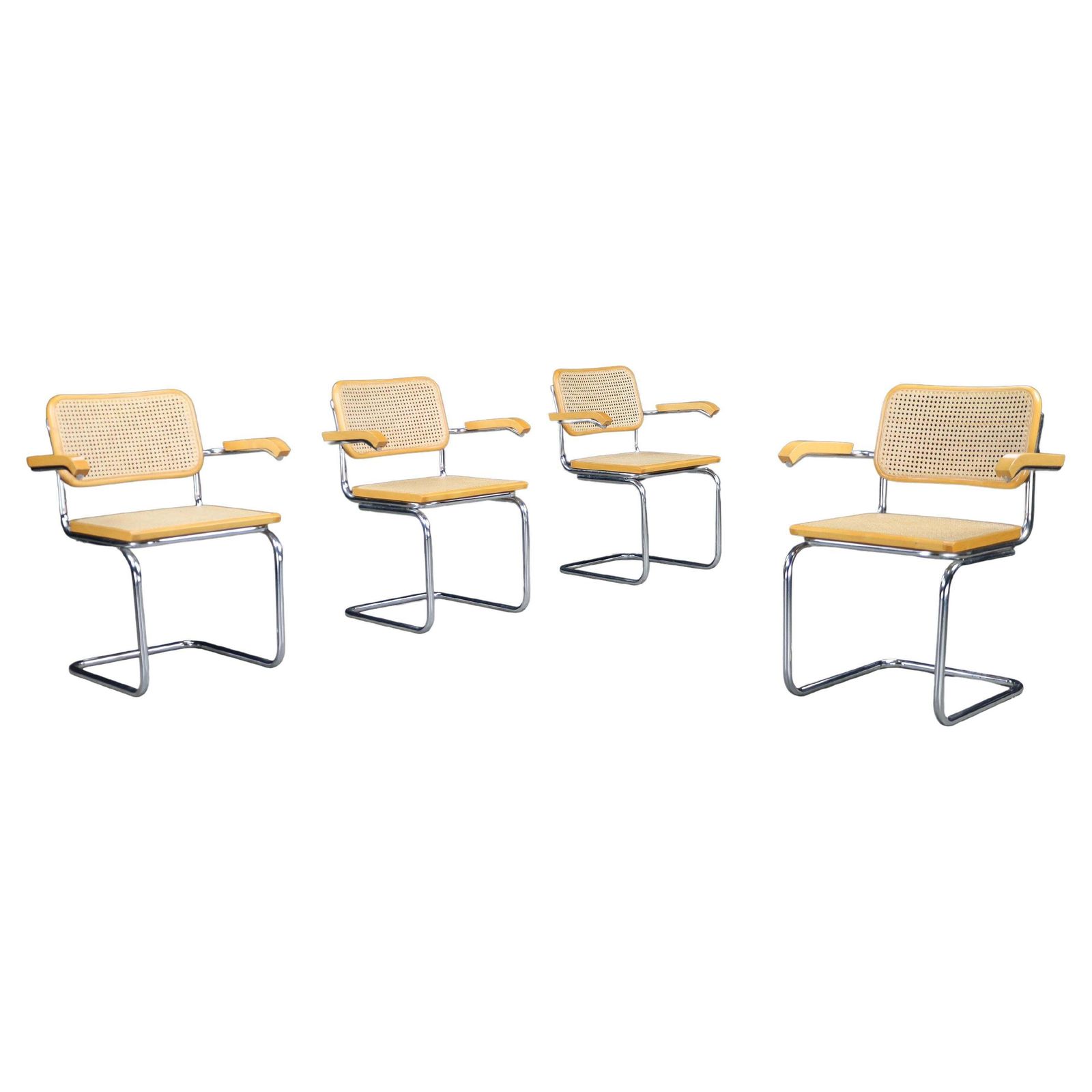 Set Of Four Marcel Breuer B32 Cesca Arm Chairs, Italy, 1970s