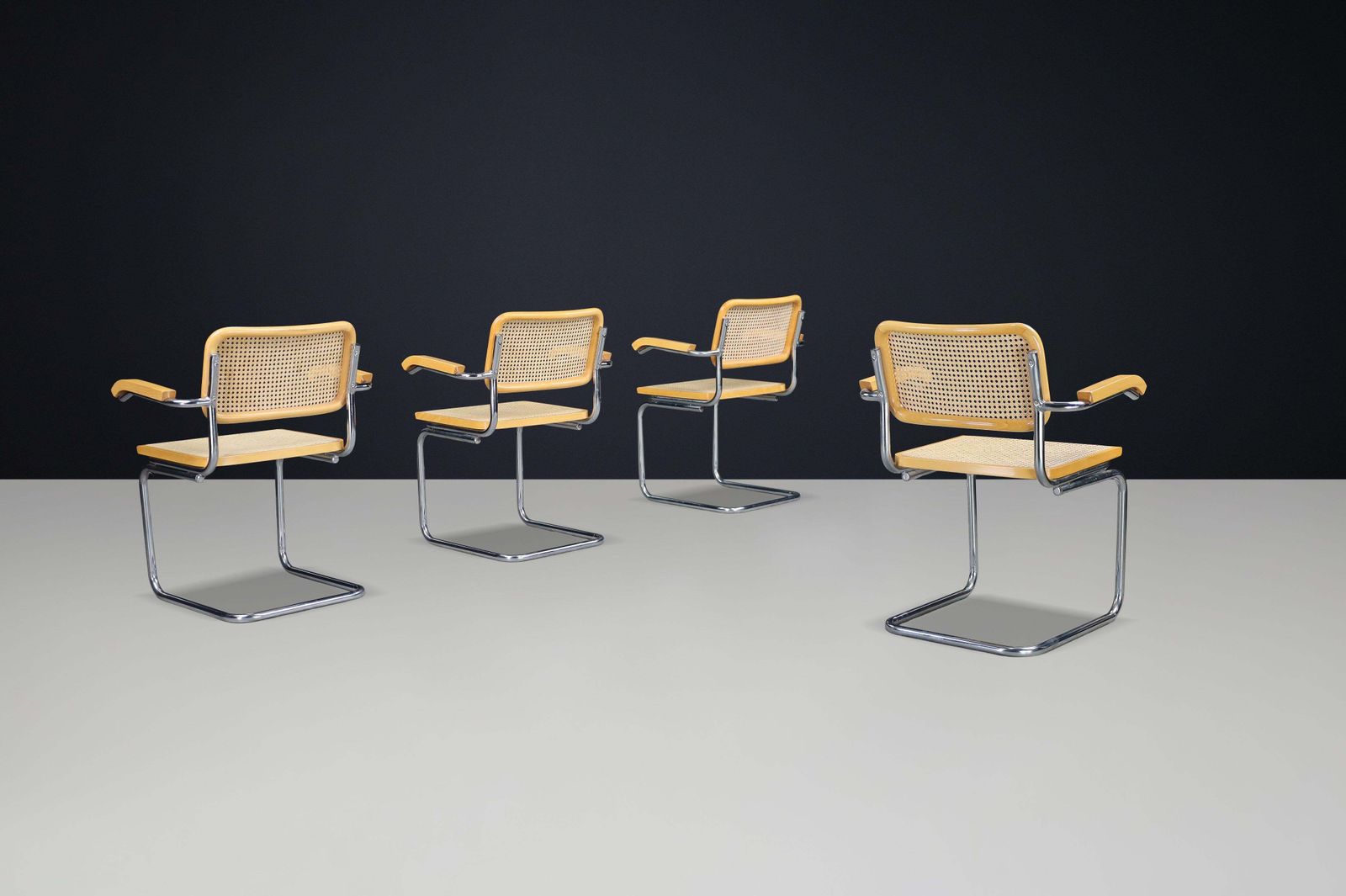 Set Of Four Marcel Breuer B32 Cesca Arm Chairs, Italy, 1970s photo Furniture