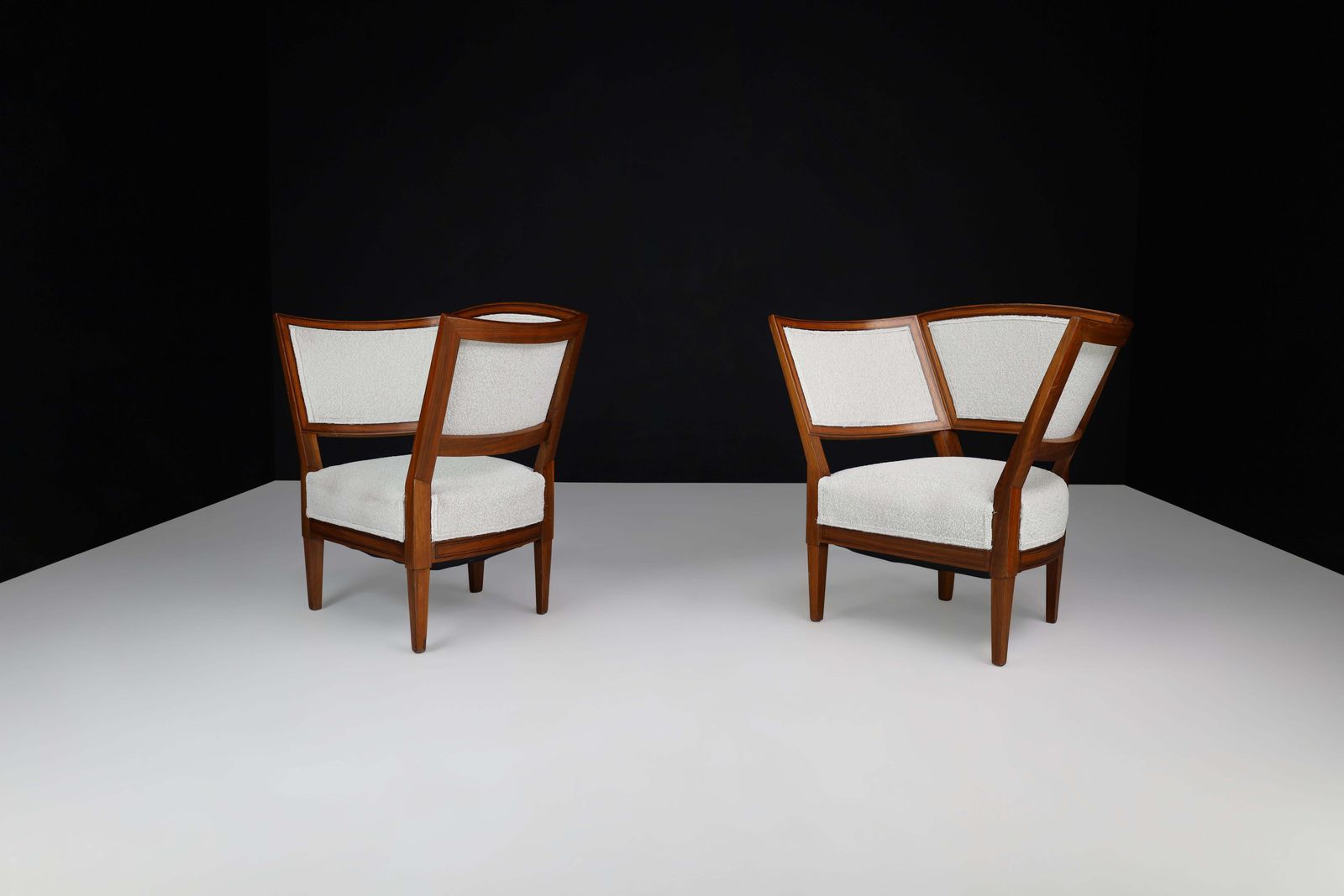 Pair Of 19th Century French Armchairs In New Bouclé Upholstery . photo for sale