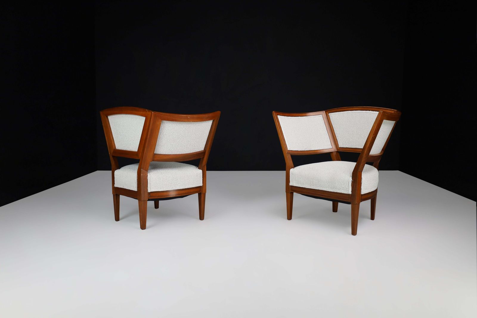 Pair Of 19th Century French Armchairs In New Bouclé Upholstery . photo buy