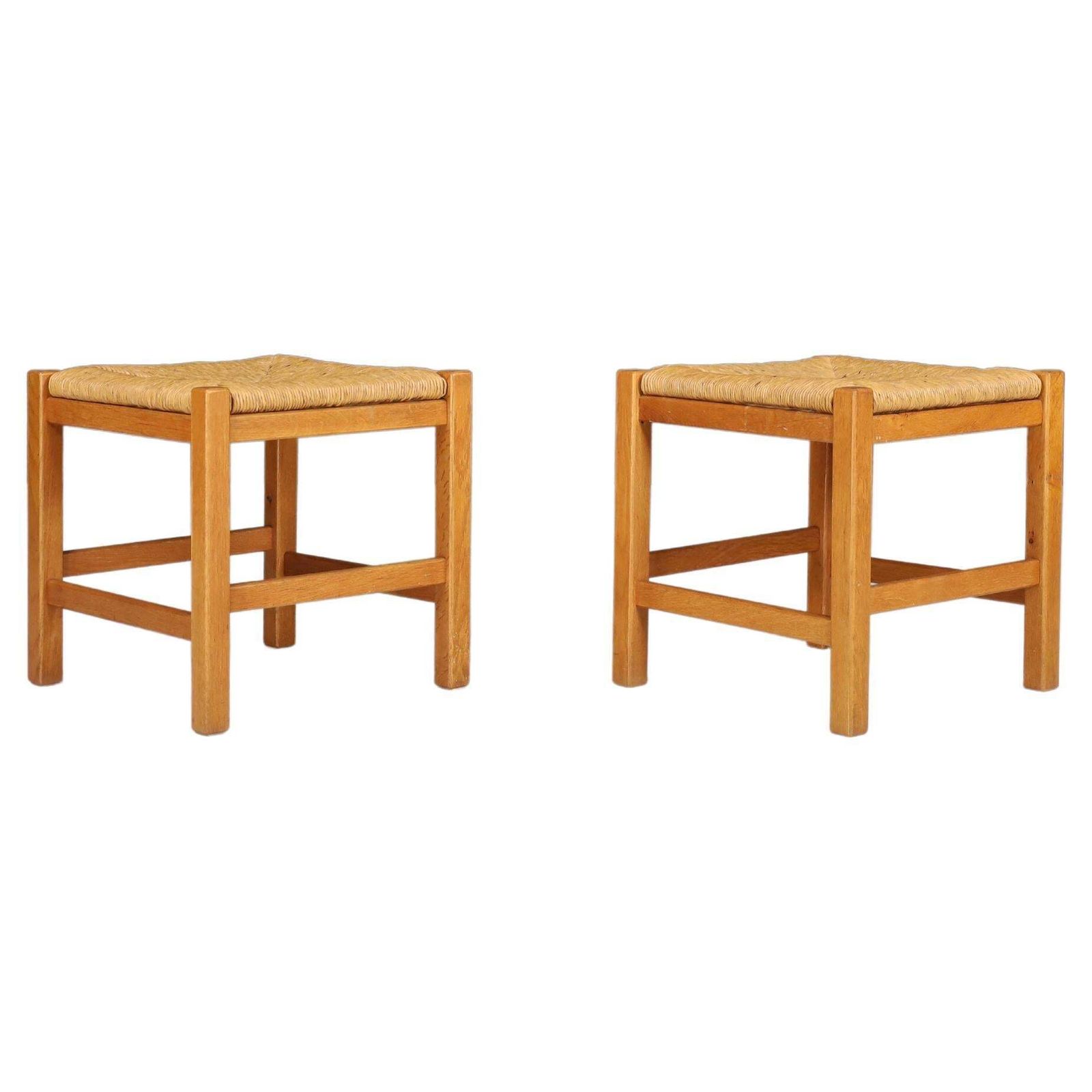 Natural French Stools In The Style Of Charlotte Perriand, France, 1950s.