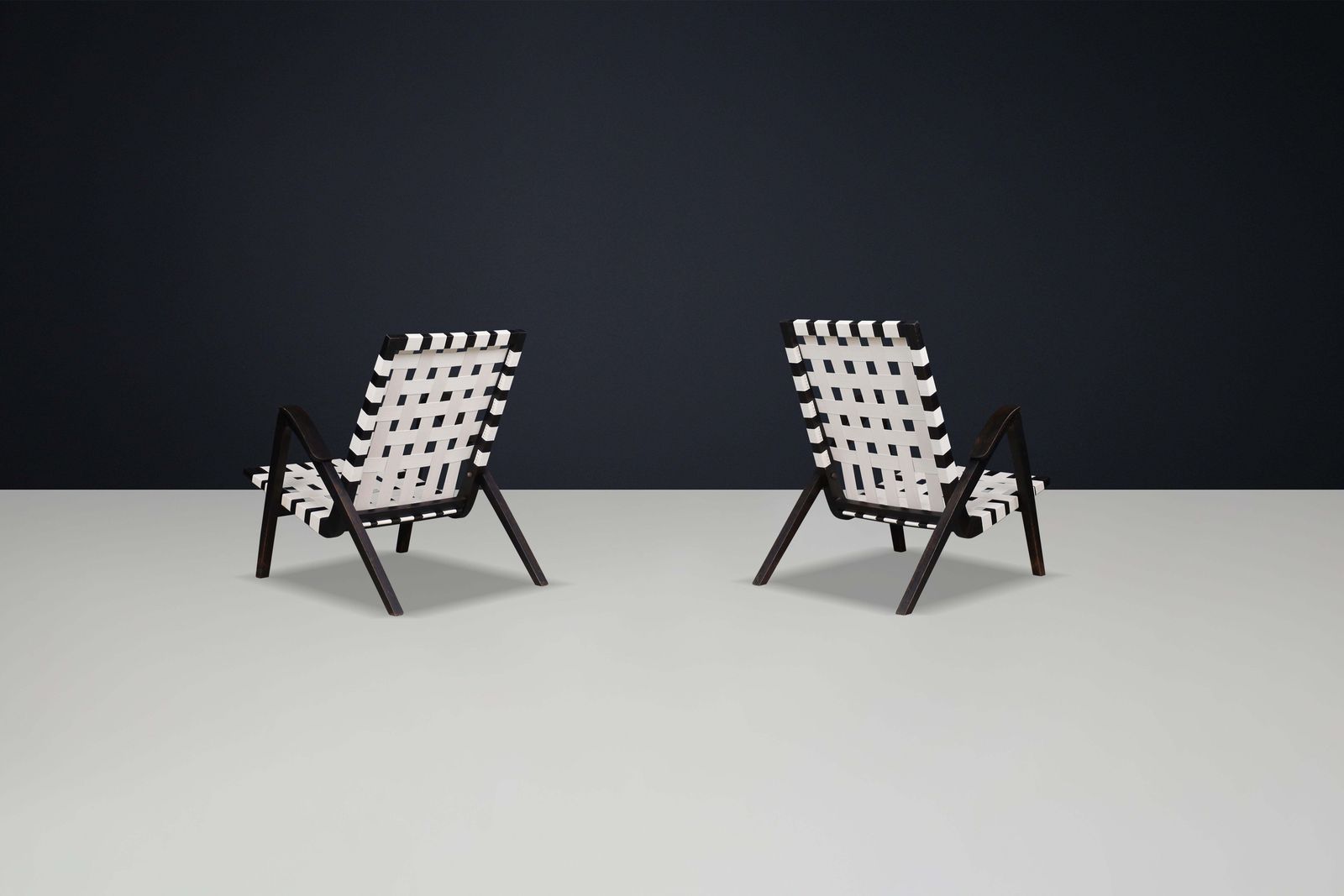 Jan Vaněk For Krásná Jizba Lounge Chairs From Oak And Canvas Czech Republic 1940 photo buy