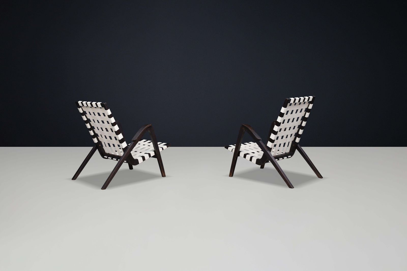 photo for sale Jan Vaněk For Krásná Jizba Lounge Chairs From Oak And Canvas Czech Republic 1940