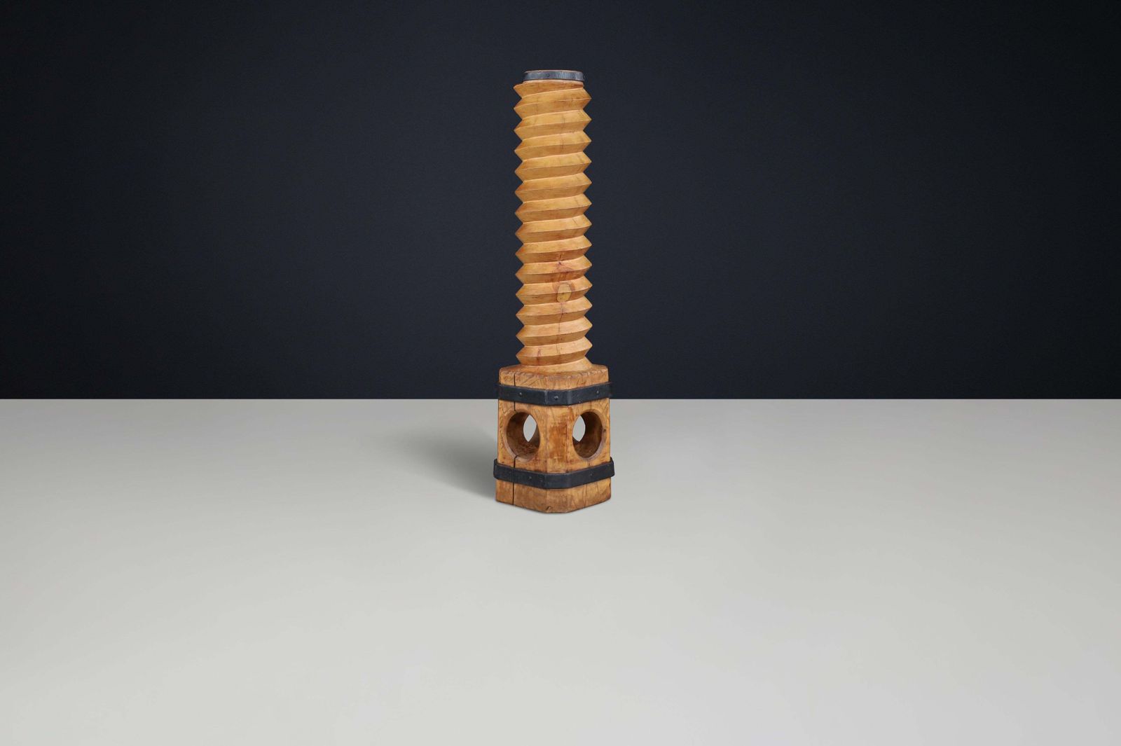 photo buy 19th Century French Grape Press Screw Pedestal With Amazing Patina