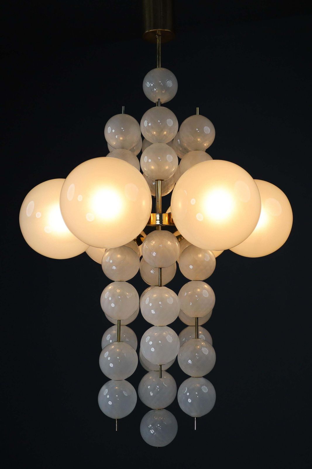 Xl Hotel Chandelier With Brass Fixture And Hand Blowed Frosted Glass Globes photo buy